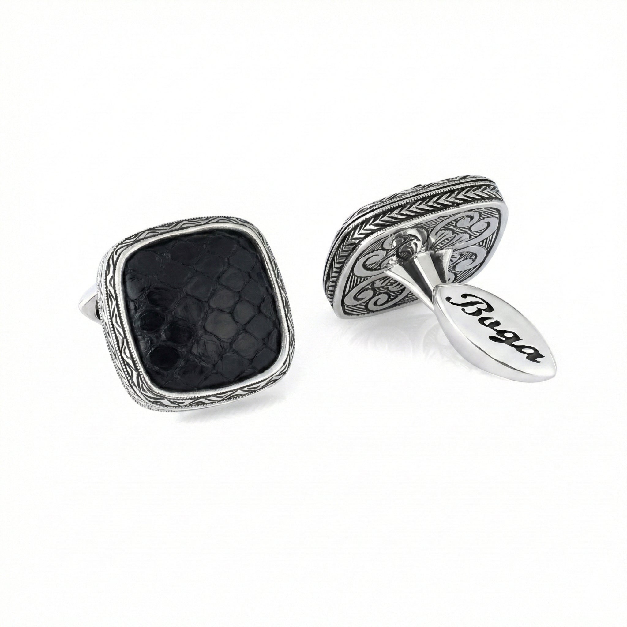 Snake Radius Cufflinks in Sterling Silver