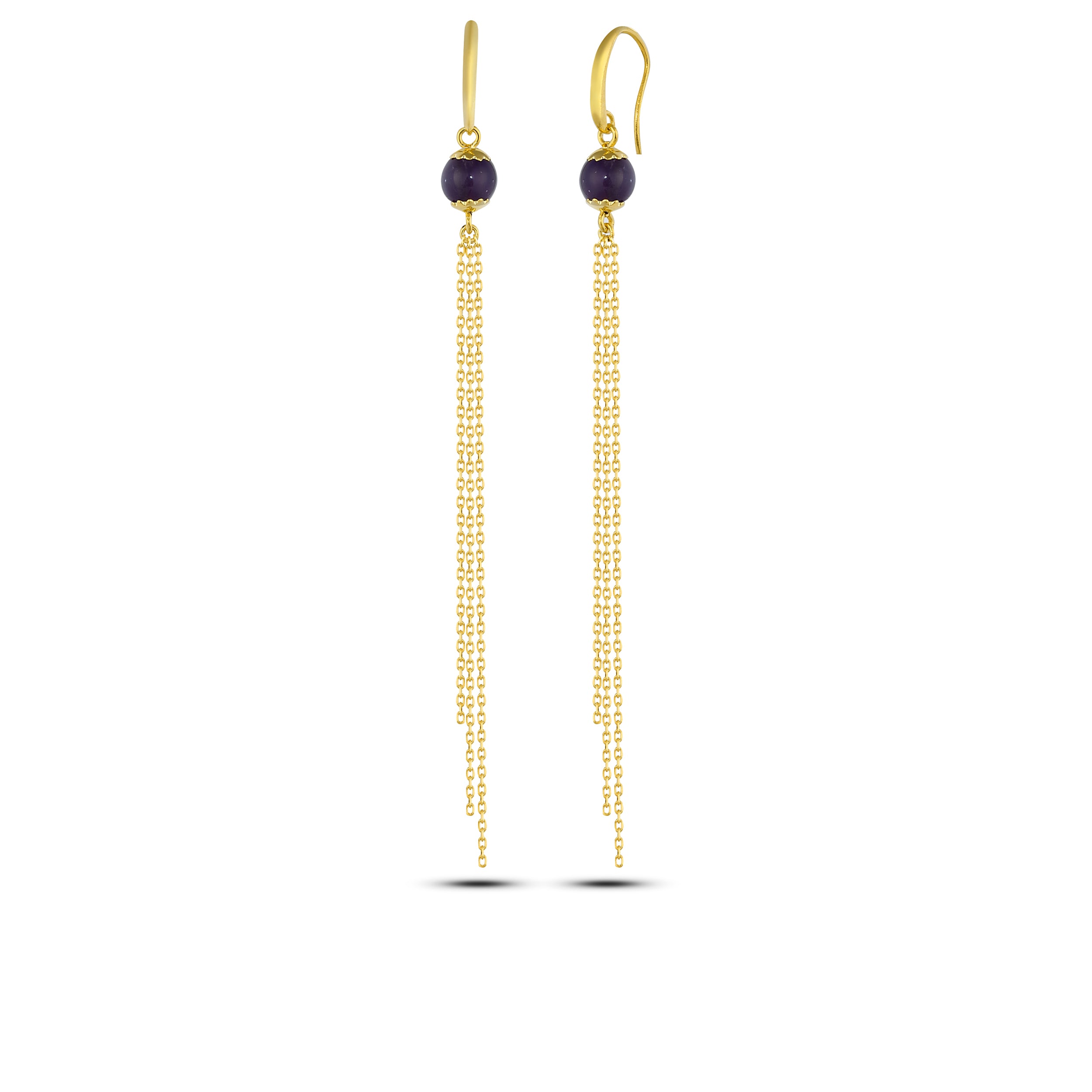 Sphere Gemstone Chn Earring in Sterling Silver