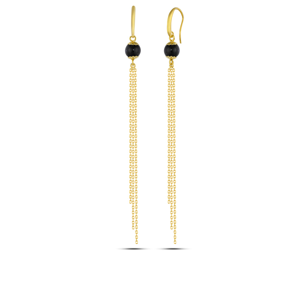 Sphere Gemstone Chn Earring in Sterling Silver