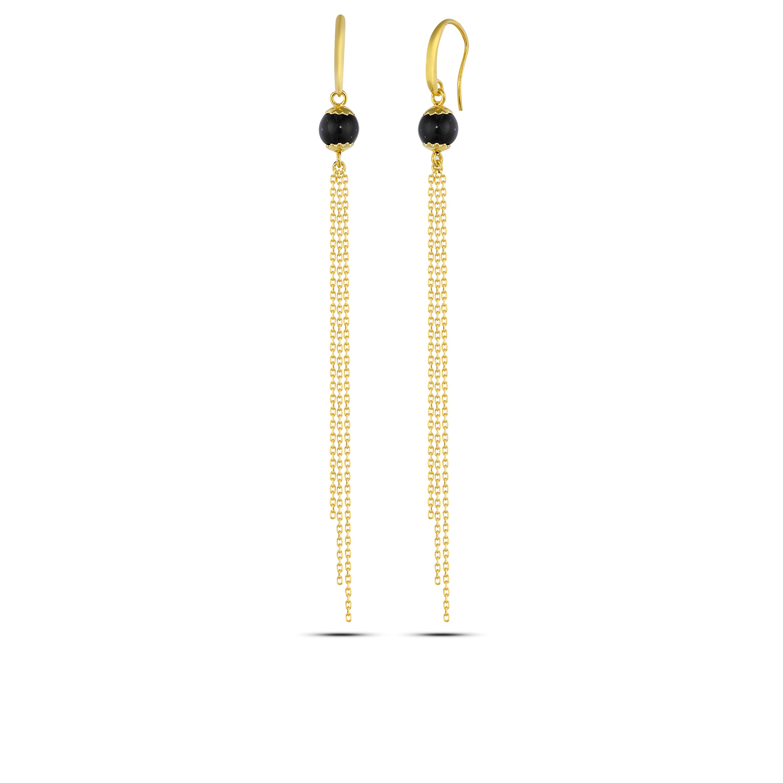 Sphere Gemstone Chn Earring in Sterling Silver