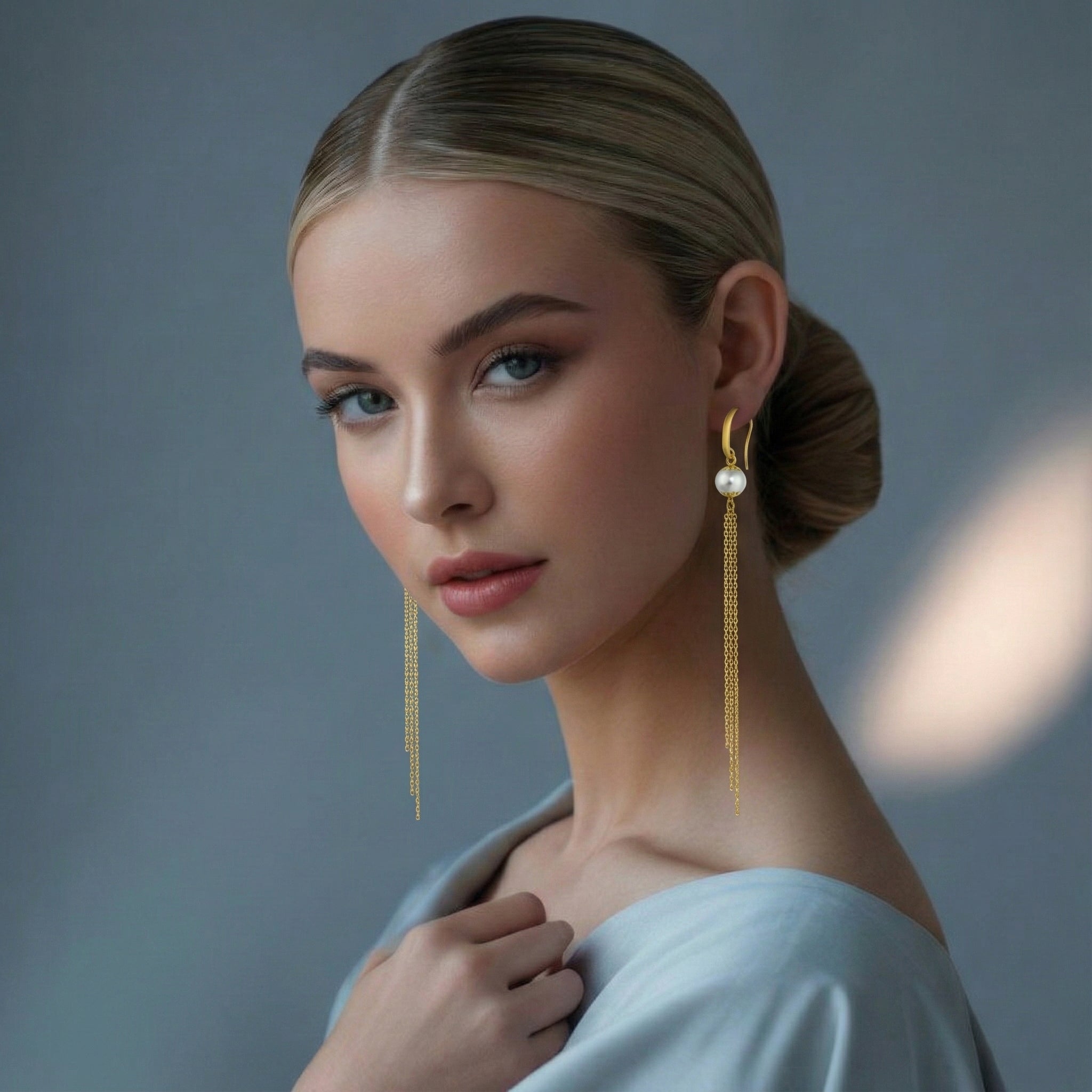 Sphere Gemstone Chn Earring in Sterling Silver