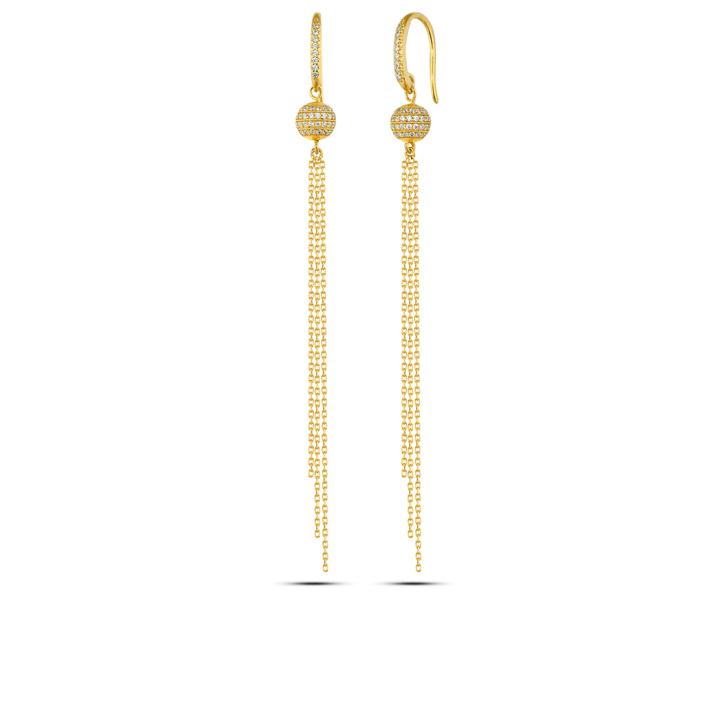 Sphere Zircon Chn Earring in Sterling Silver