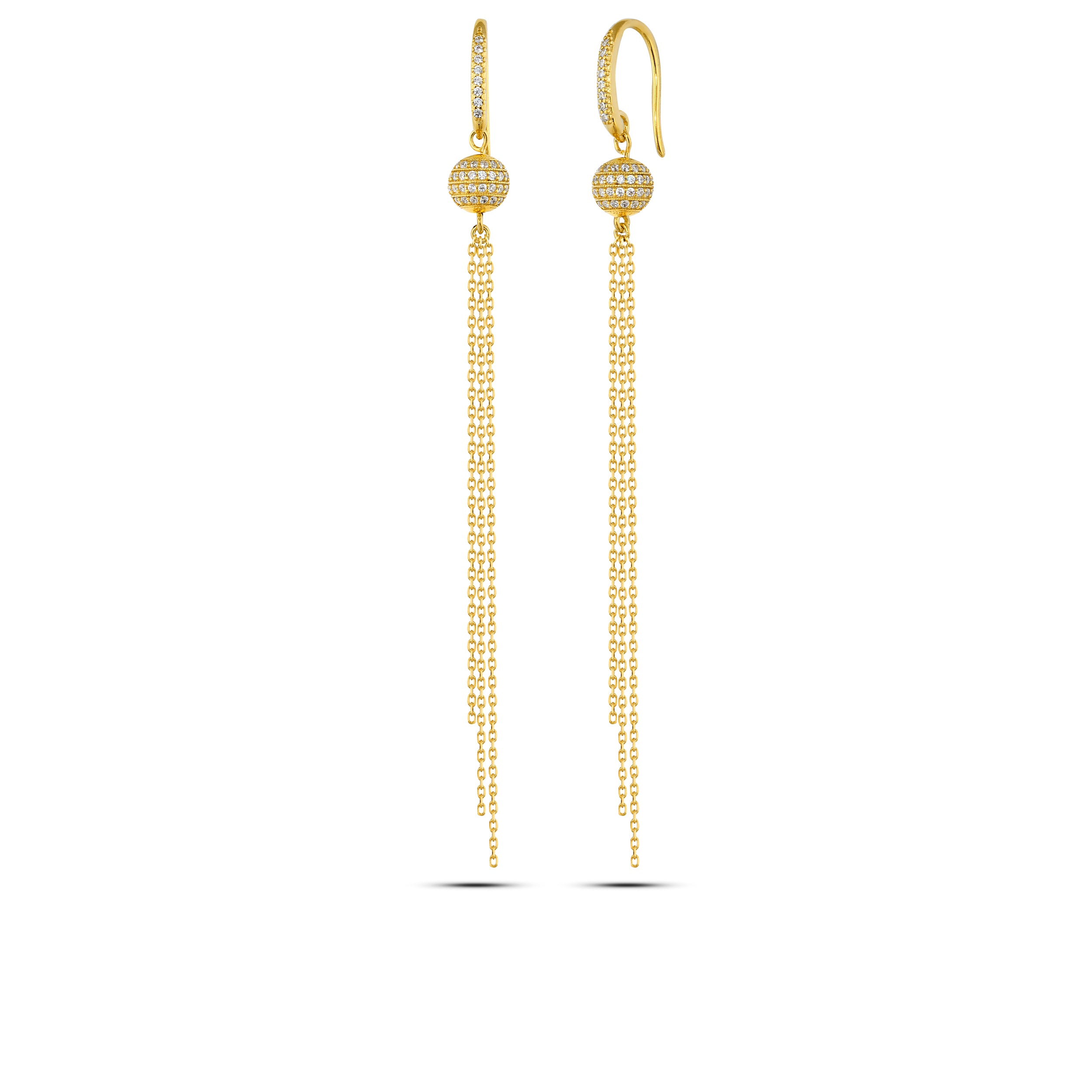 Sphere Zircon Chn Earring in Sterling Silver