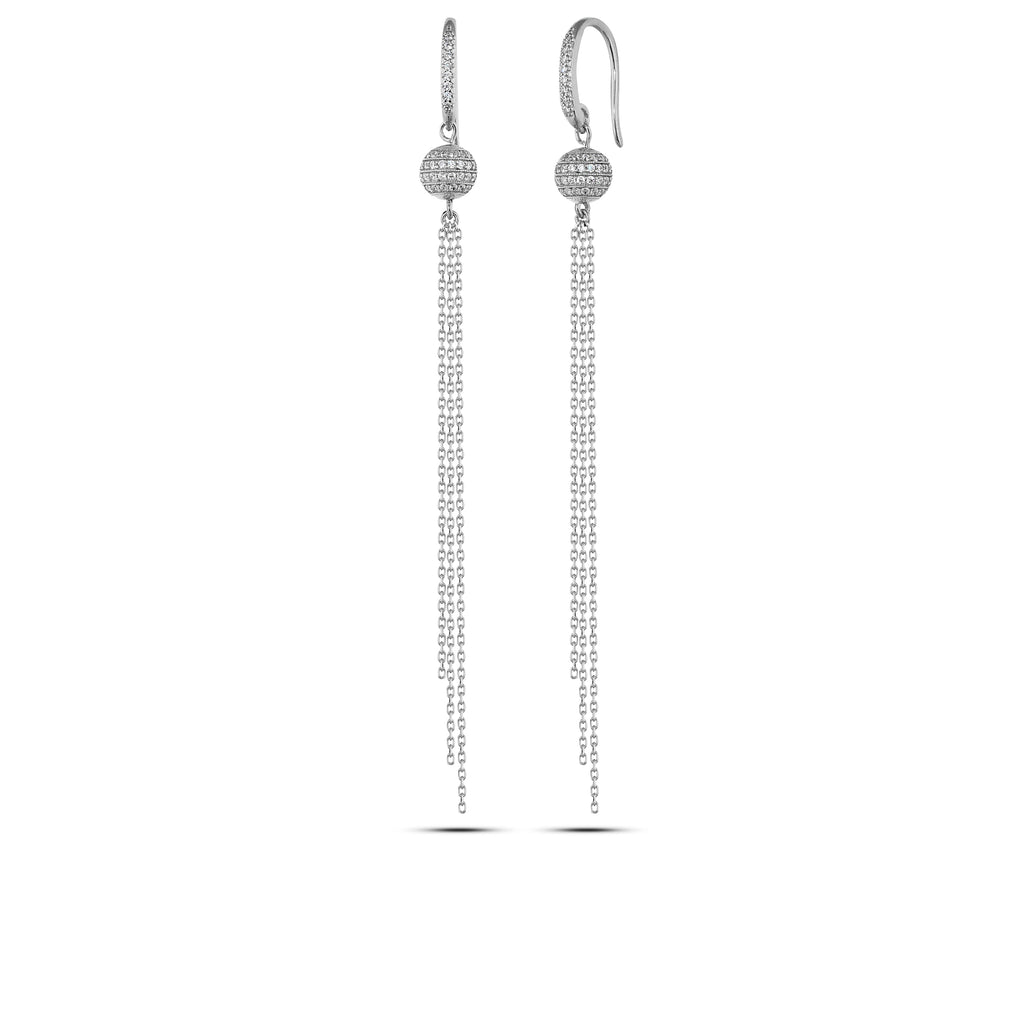 Sphere Zircon Chn Earring in Sterling Silver