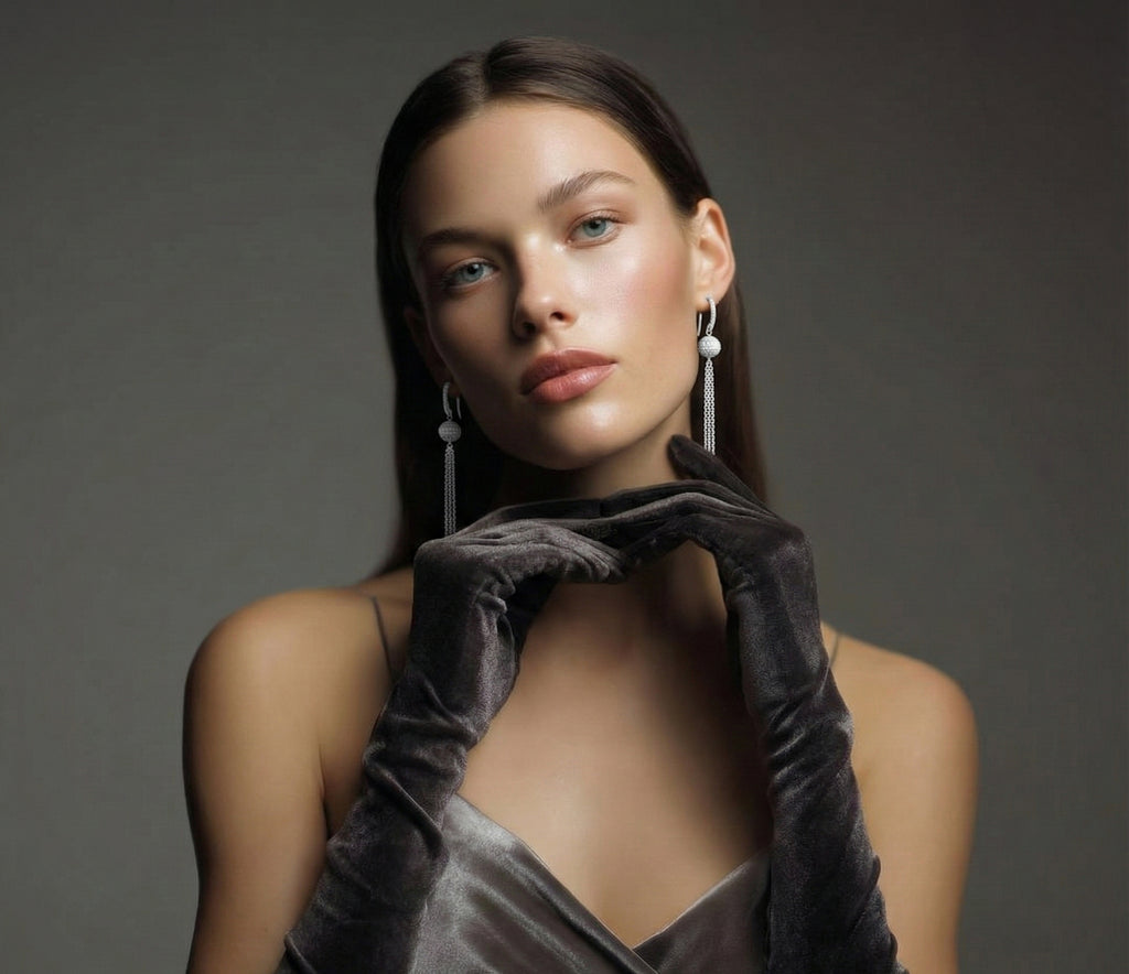 Sphere Zircon Chn Earring in Sterling Silver