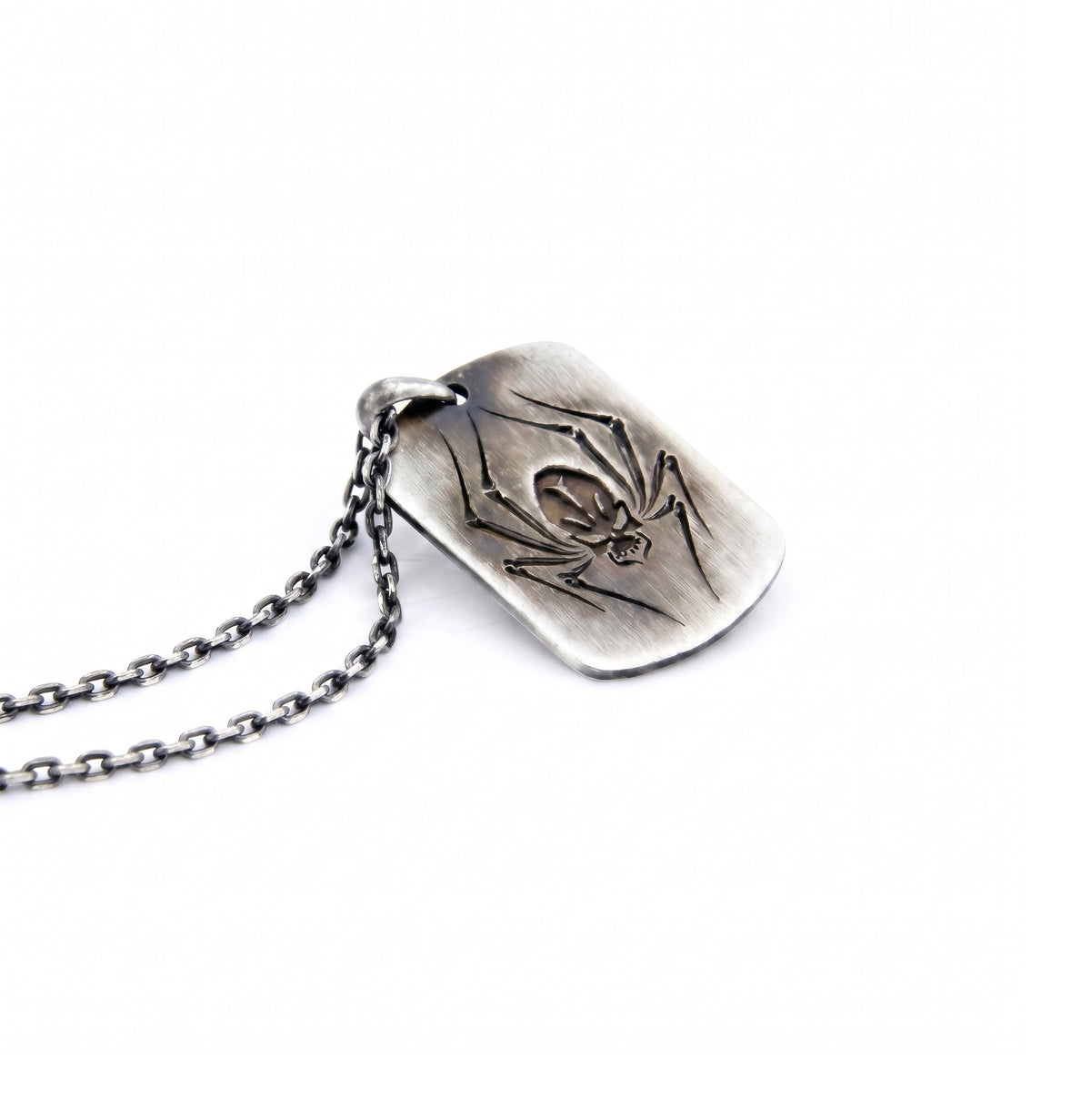 Spider Skull Tag Kolye, 925 Ayar Gümüş