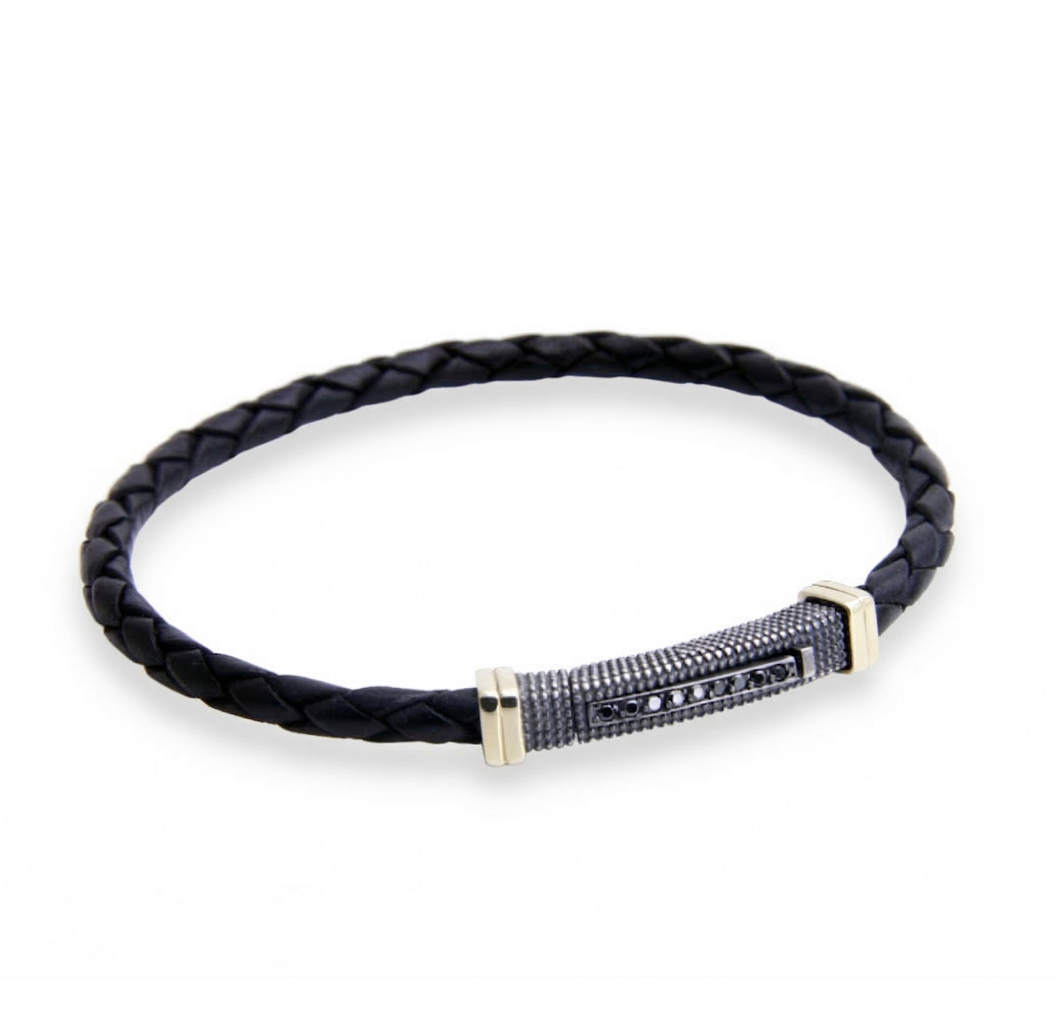 Single Lock Square-s Bubble Black Diamond 14K Sterling Silver in Sterling Silver & 14K Gold