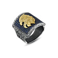 Square Eagle 18K Sapphire Sterling Silver in Sterling Silver & 18K Gold