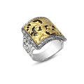 Square Engraved 18K Sterling Silver in Sterling Silver & 18K Gold