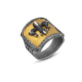 Square Fleur de Lis 24K Sterling Silver in Sterling Silver & 24K Gold