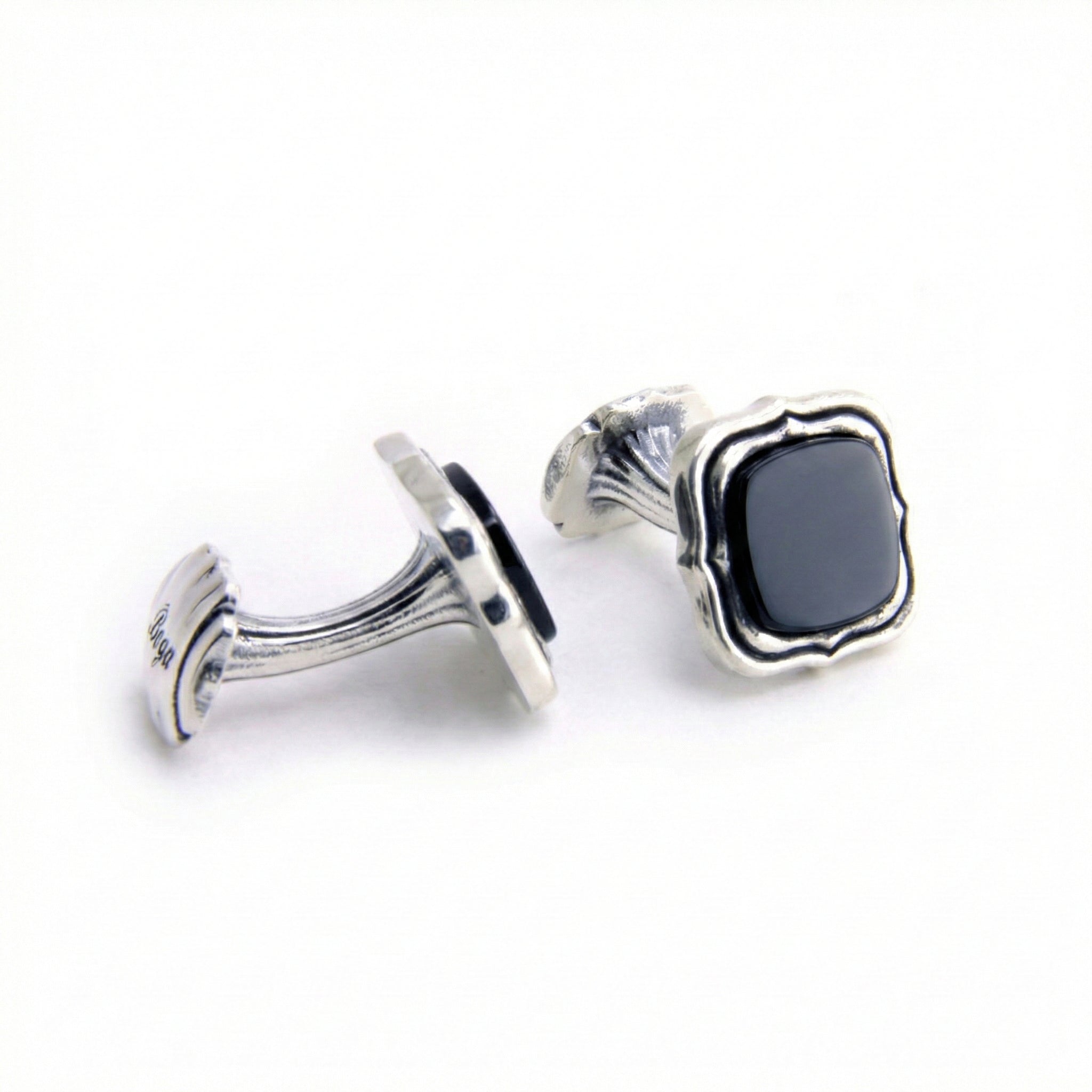 Square Radius Gemstone Cufflinks in Sterling Silver
