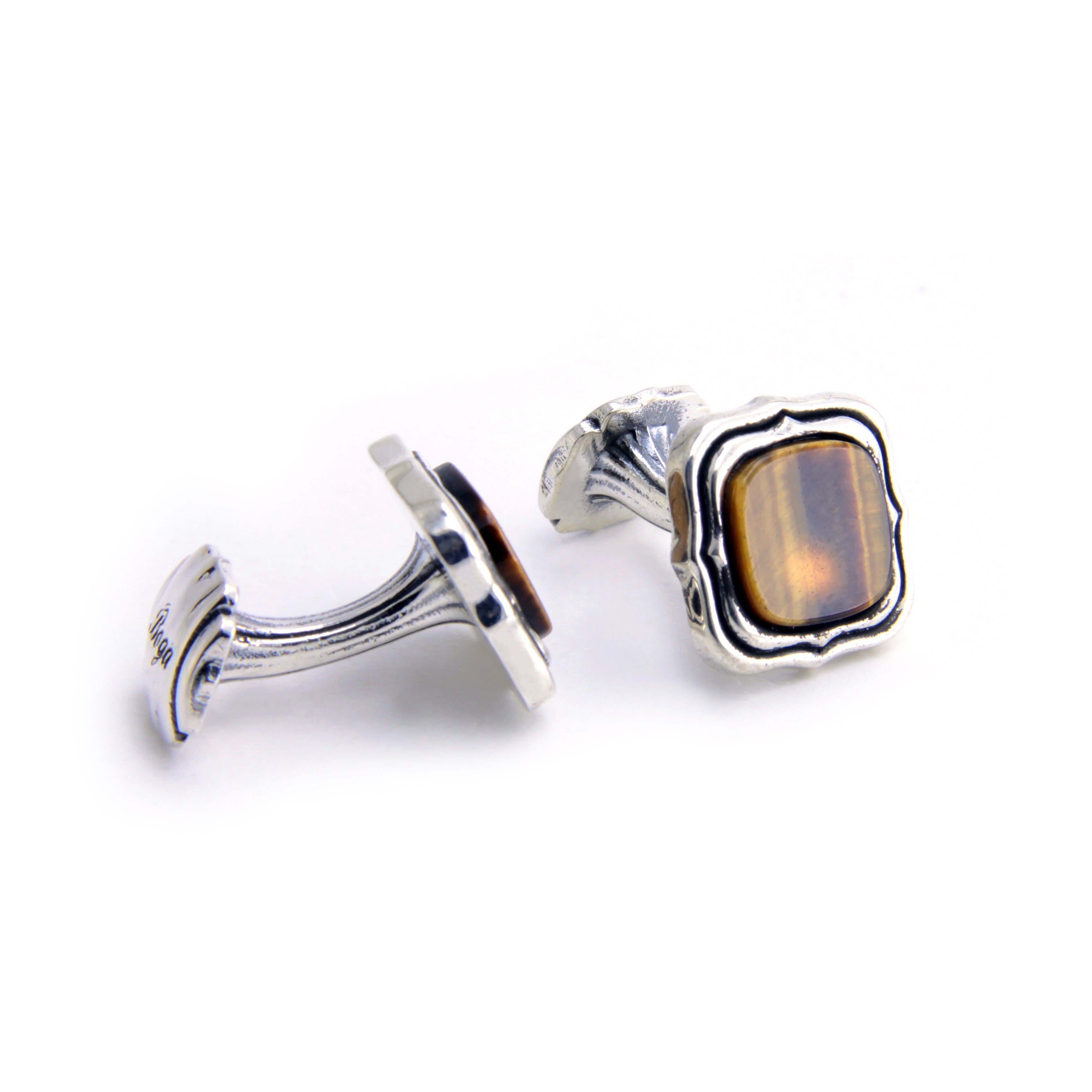 Square Radius Gemstone Cufflinks in Sterling Silver