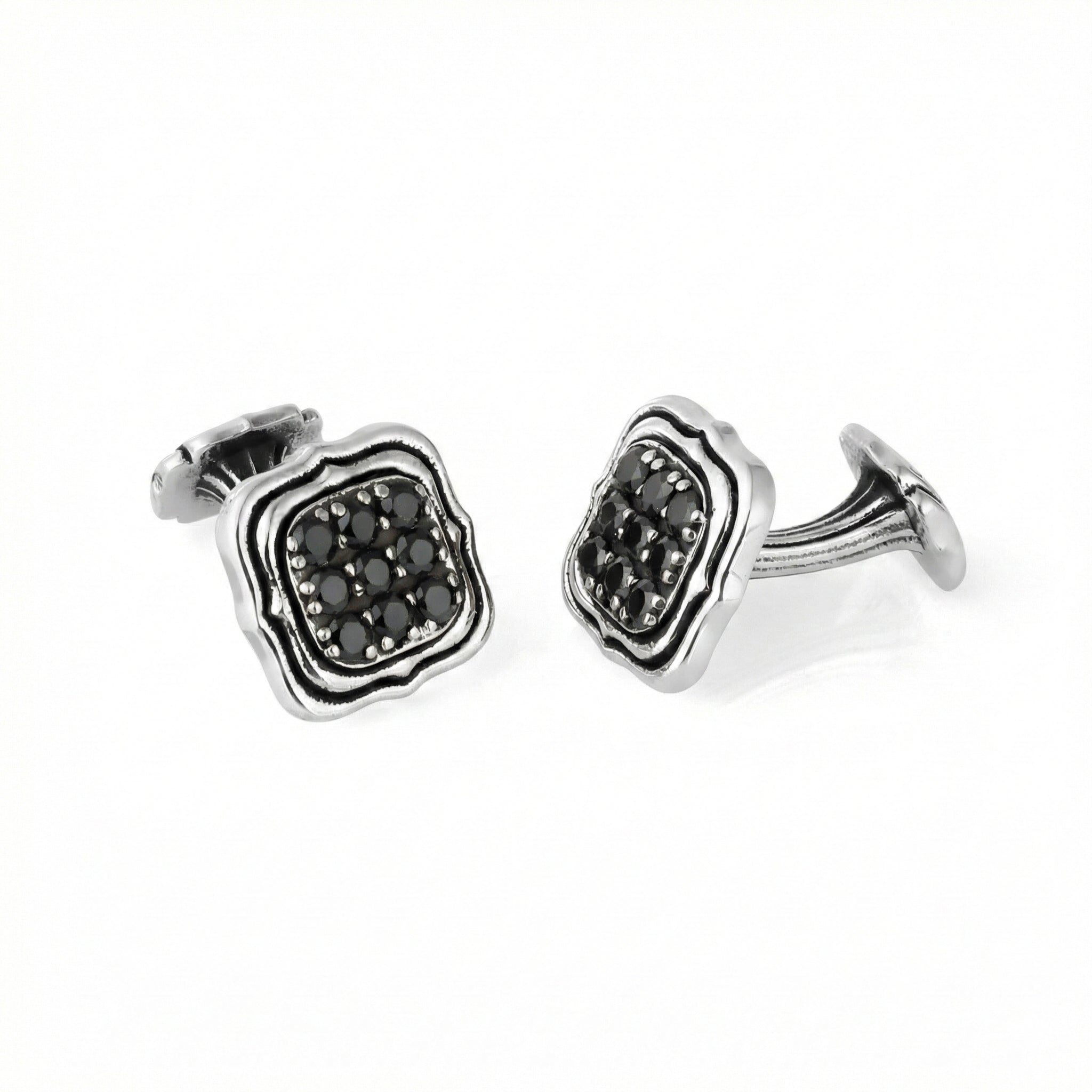 Square Radius Zircon Cufflinks in Sterling Silver