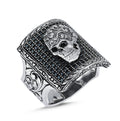 Square Black Pave Zircon Skull Ring in Sterling Silver