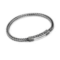 Square Single Engraved Fox Chain Bracelet in Sterling Silver