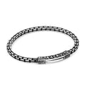 Square Single Engraved It Chain Bracelet in Sterling Silver