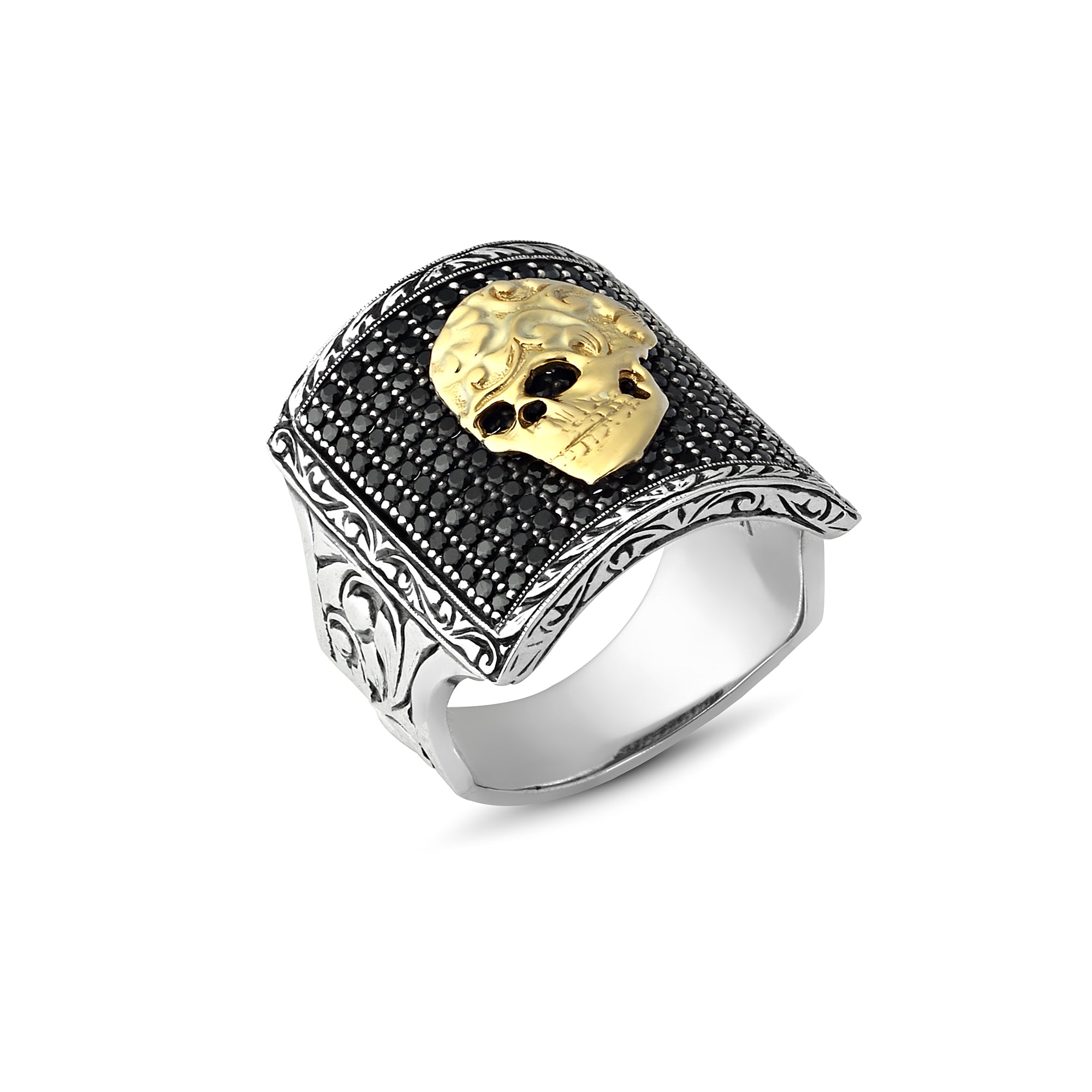 Square Skull 18K Spinel Sterling Silver in Sterling Silver & 18K Gold
