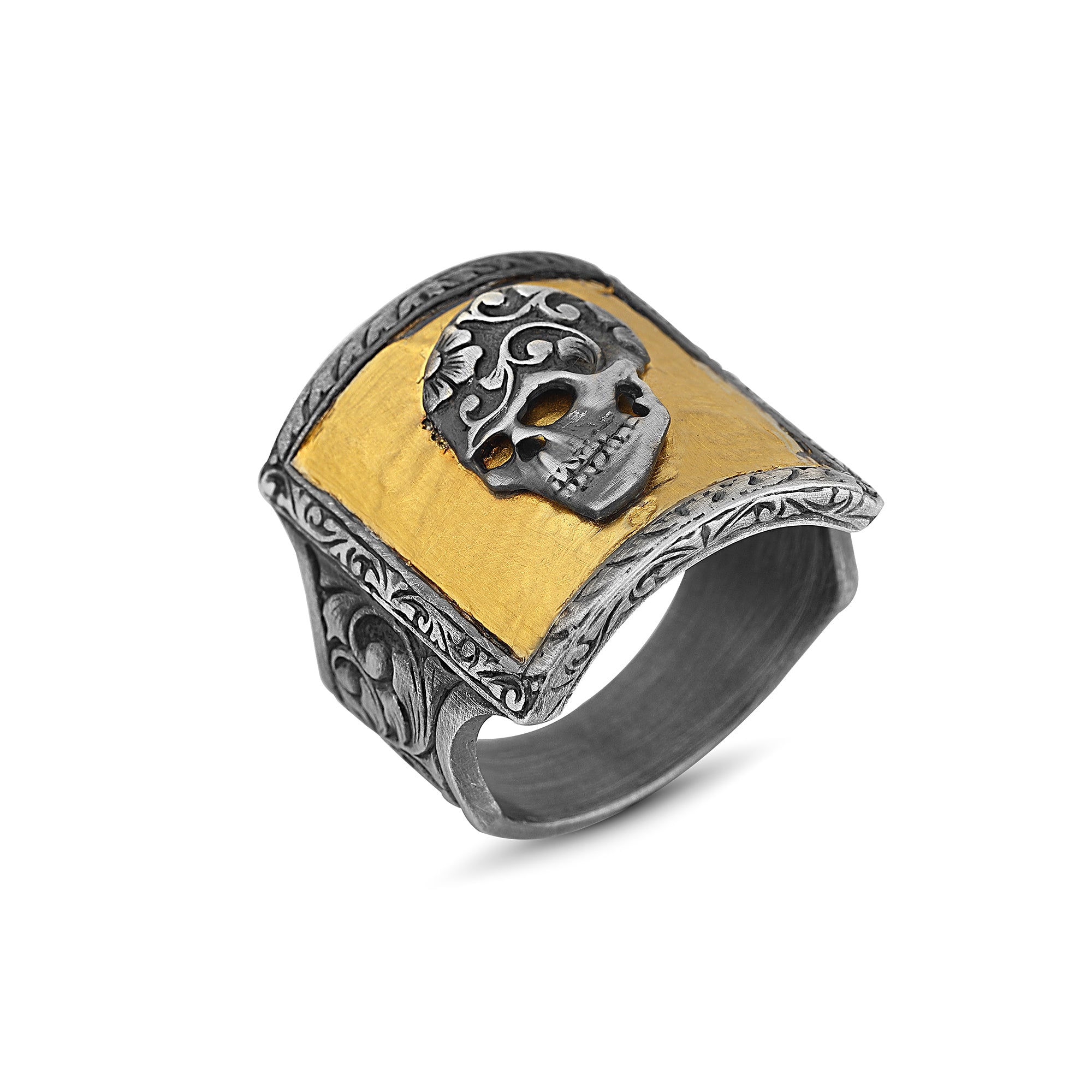Square Skull 24K Sterling Silver in Sterling Silver & 24K Gold