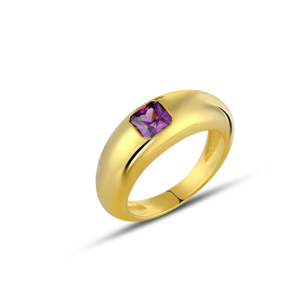 Square Zircon Rng Ring in Sterling Silver