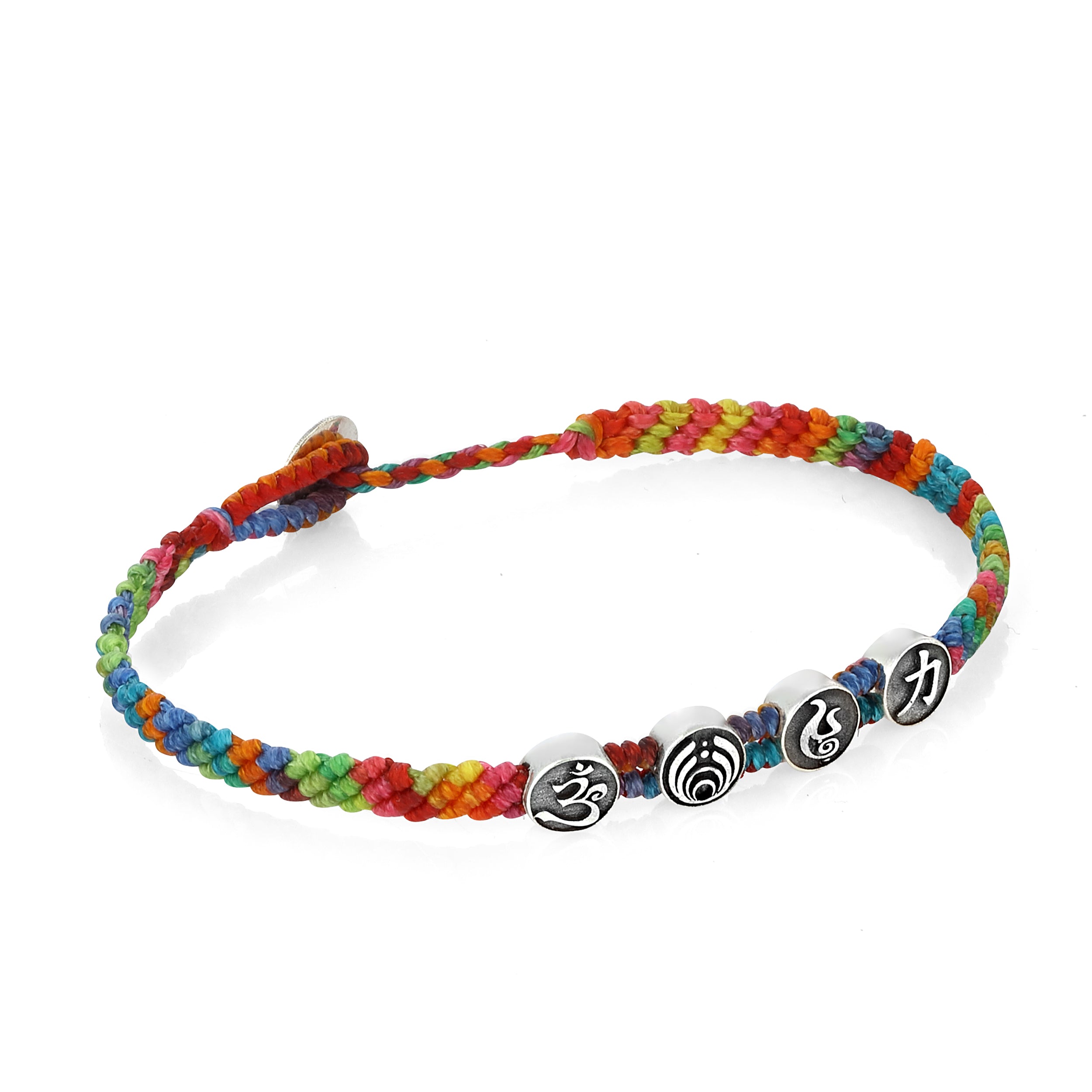 Strenght Symbols Flat Braided Bracelet in Sterling Silver