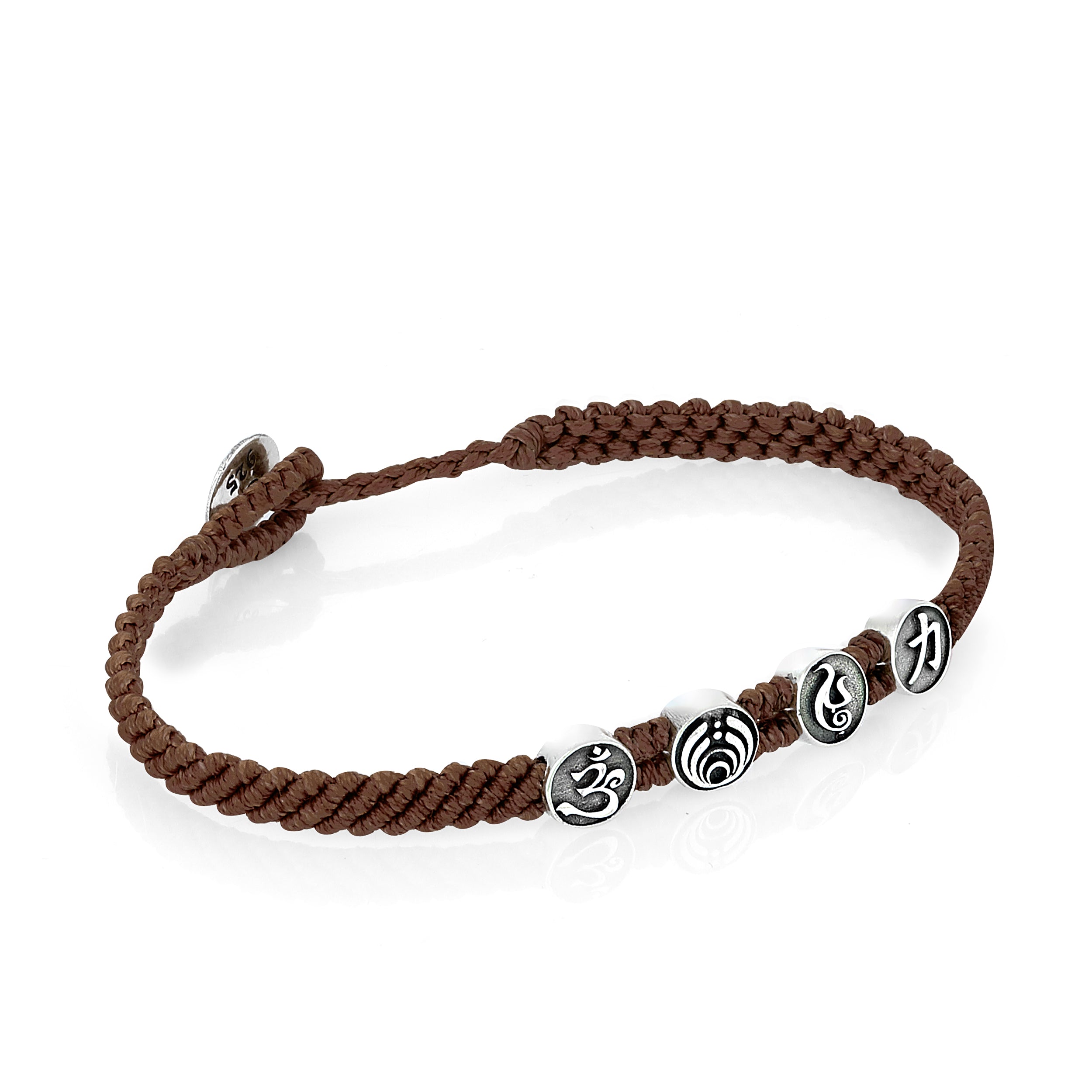 Strenght Symbols Flat Braided Bracelet in Sterling Silver