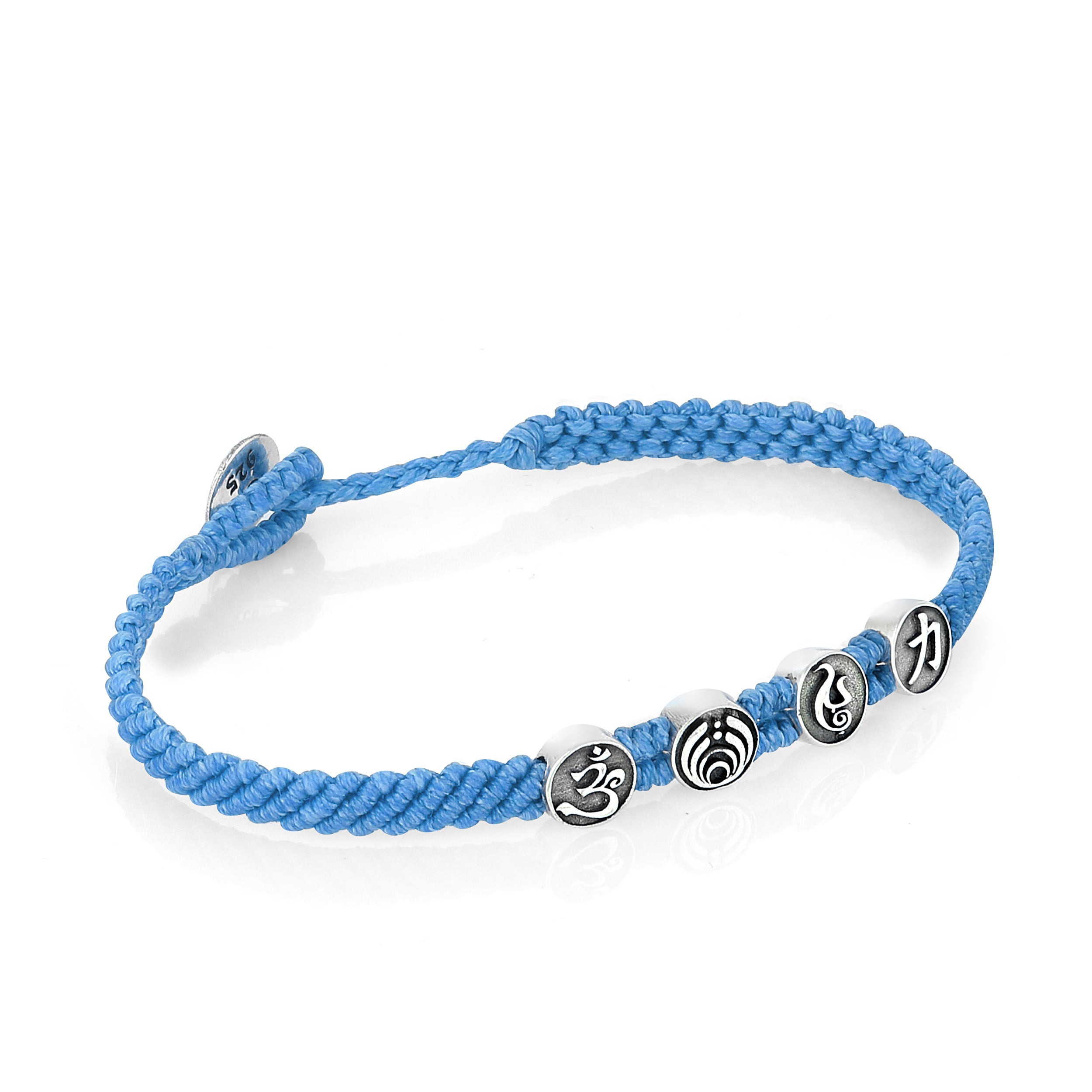 Strenght Symbols Flat Braided Bracelet in Sterling Silver
