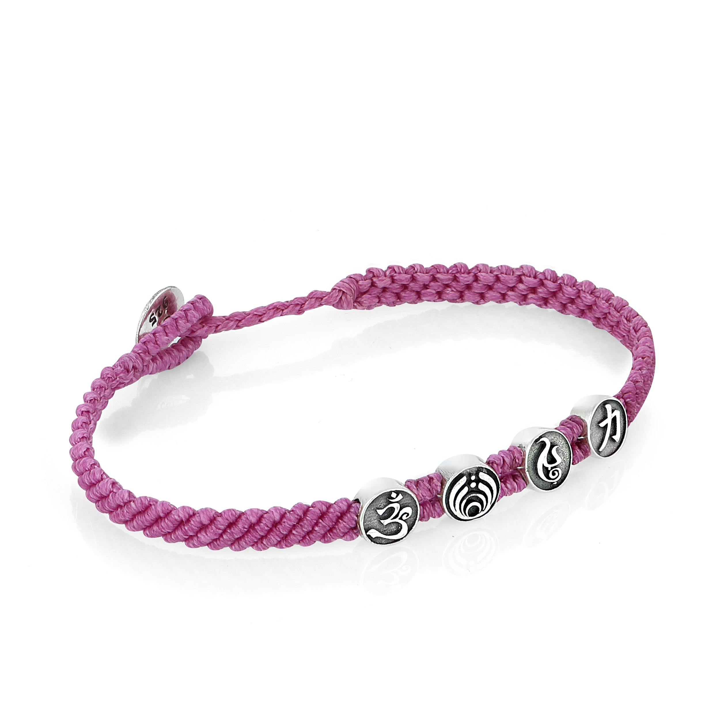 Strenght Symbols Flat Braided Bracelet in Sterling Silver