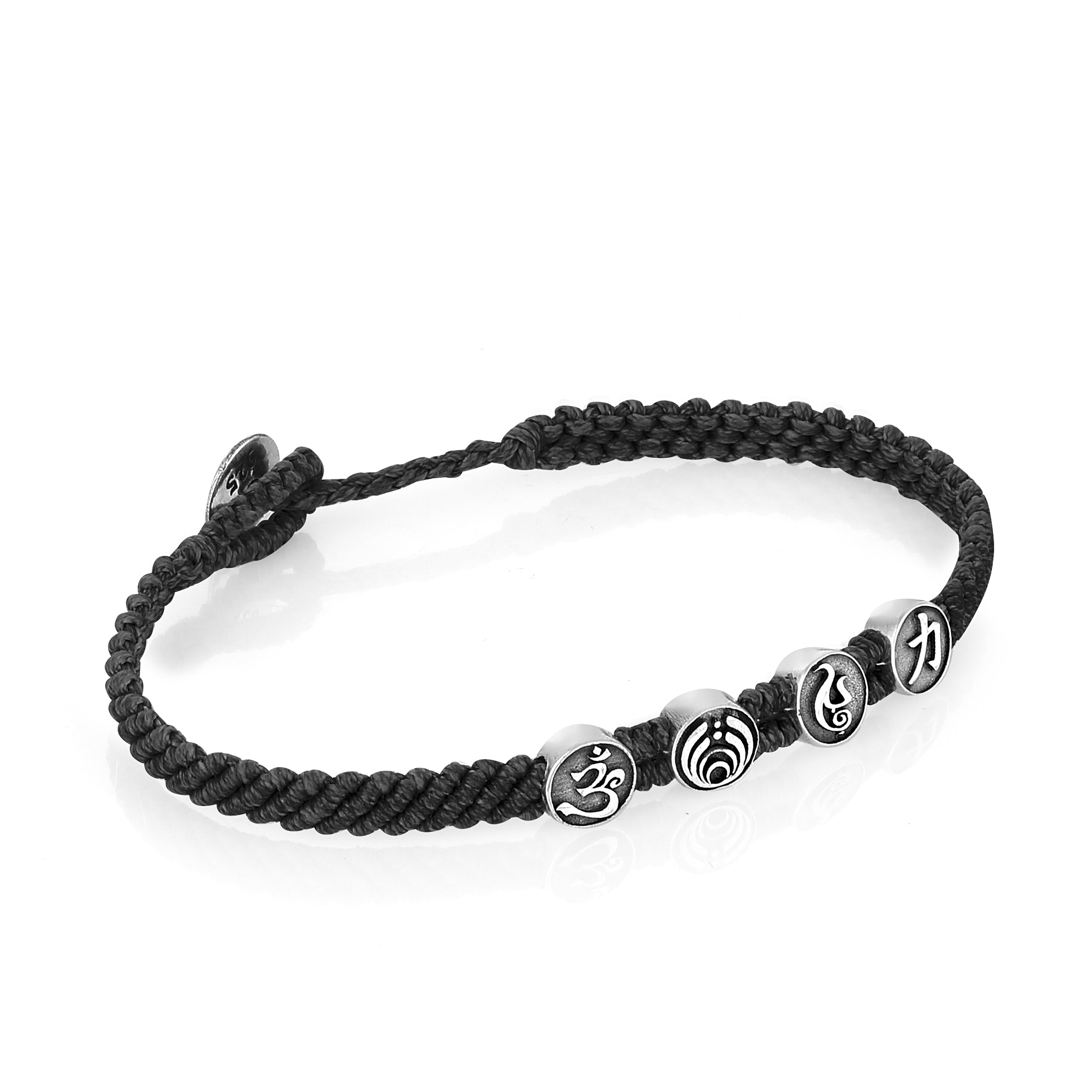 Strenght Symbols Flat Braided Bracelet in Sterling Silver