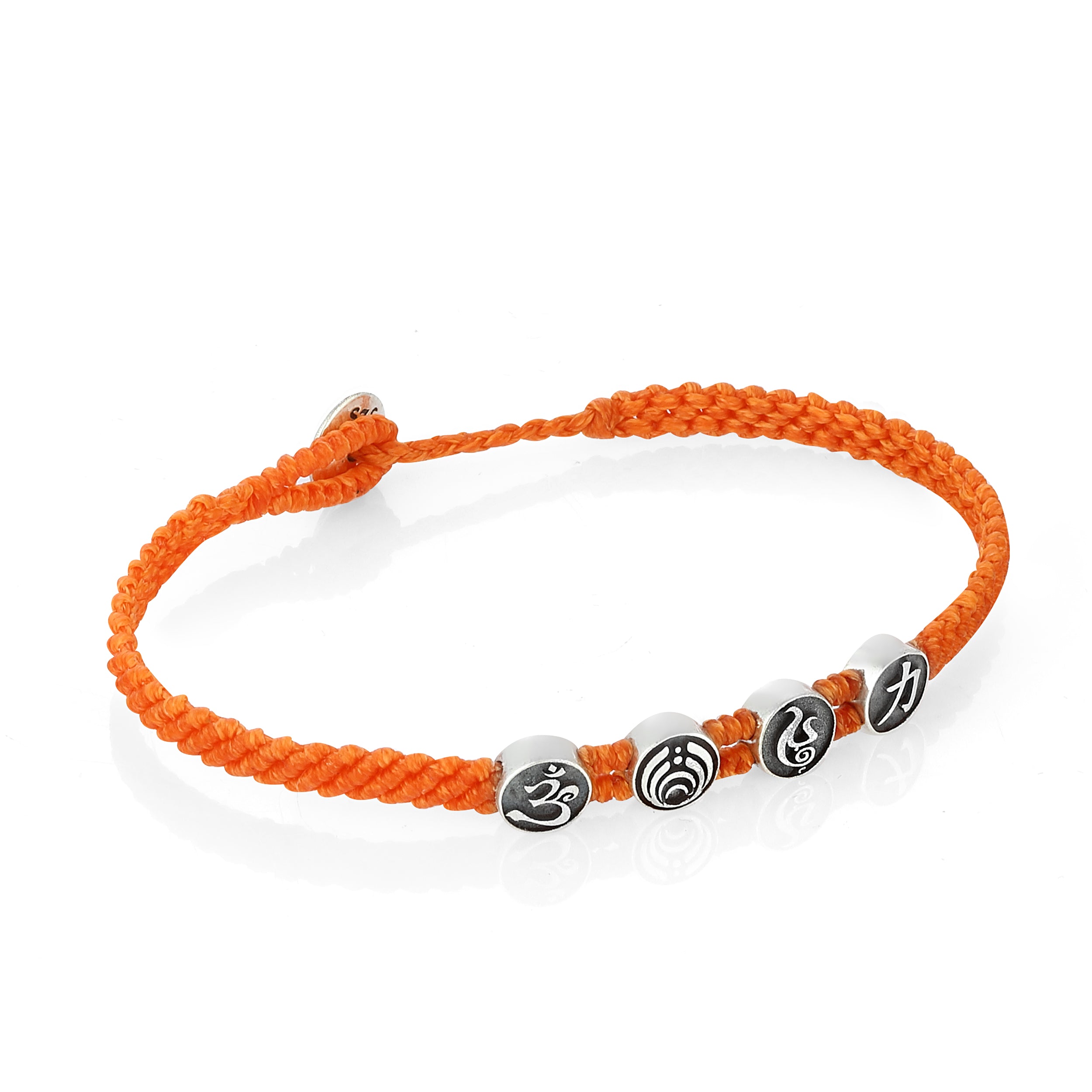 Strenght Symbols Flat Braided Bracelet in Sterling Silver