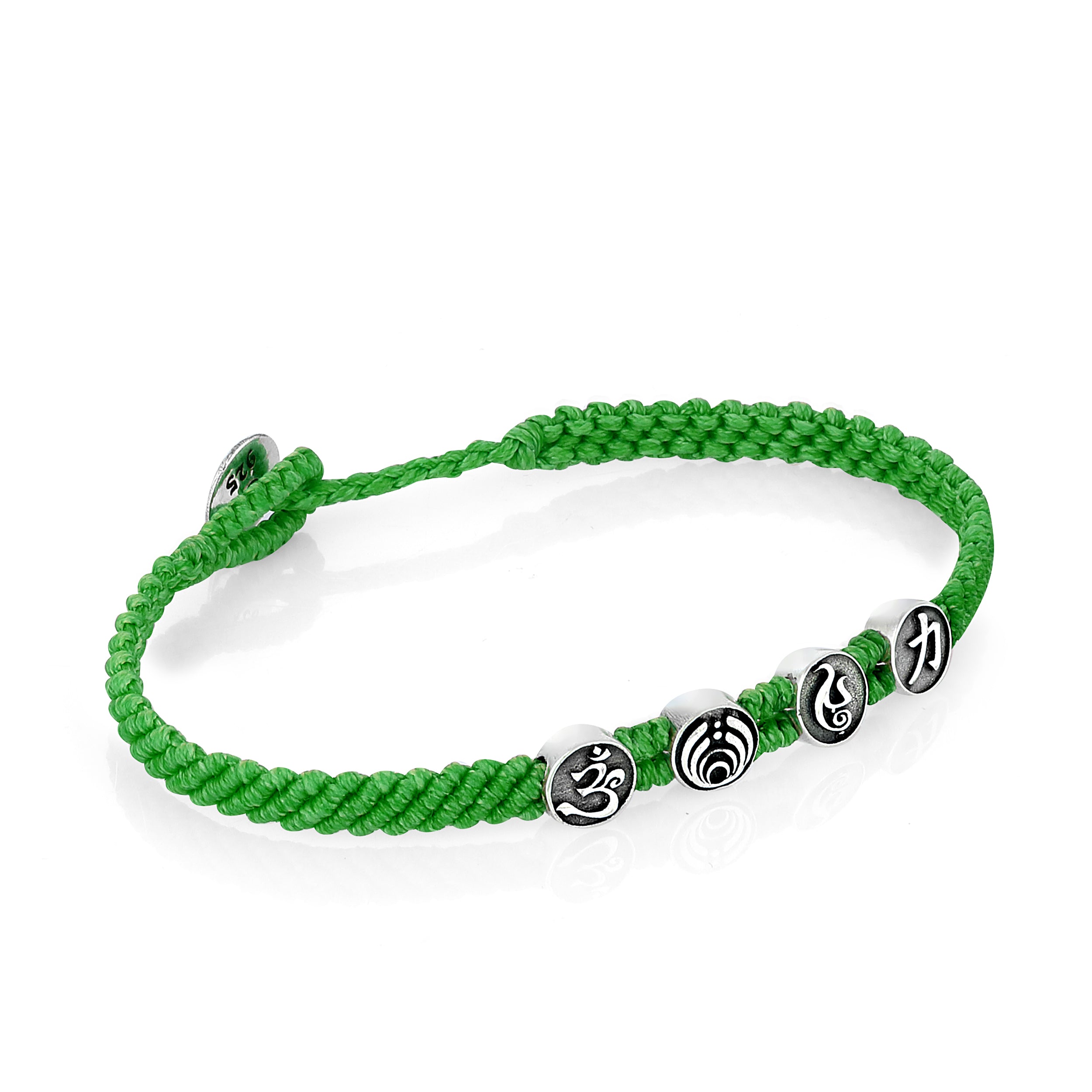 Strenght Symbols Flat Braided Bracelet in Sterling Silver