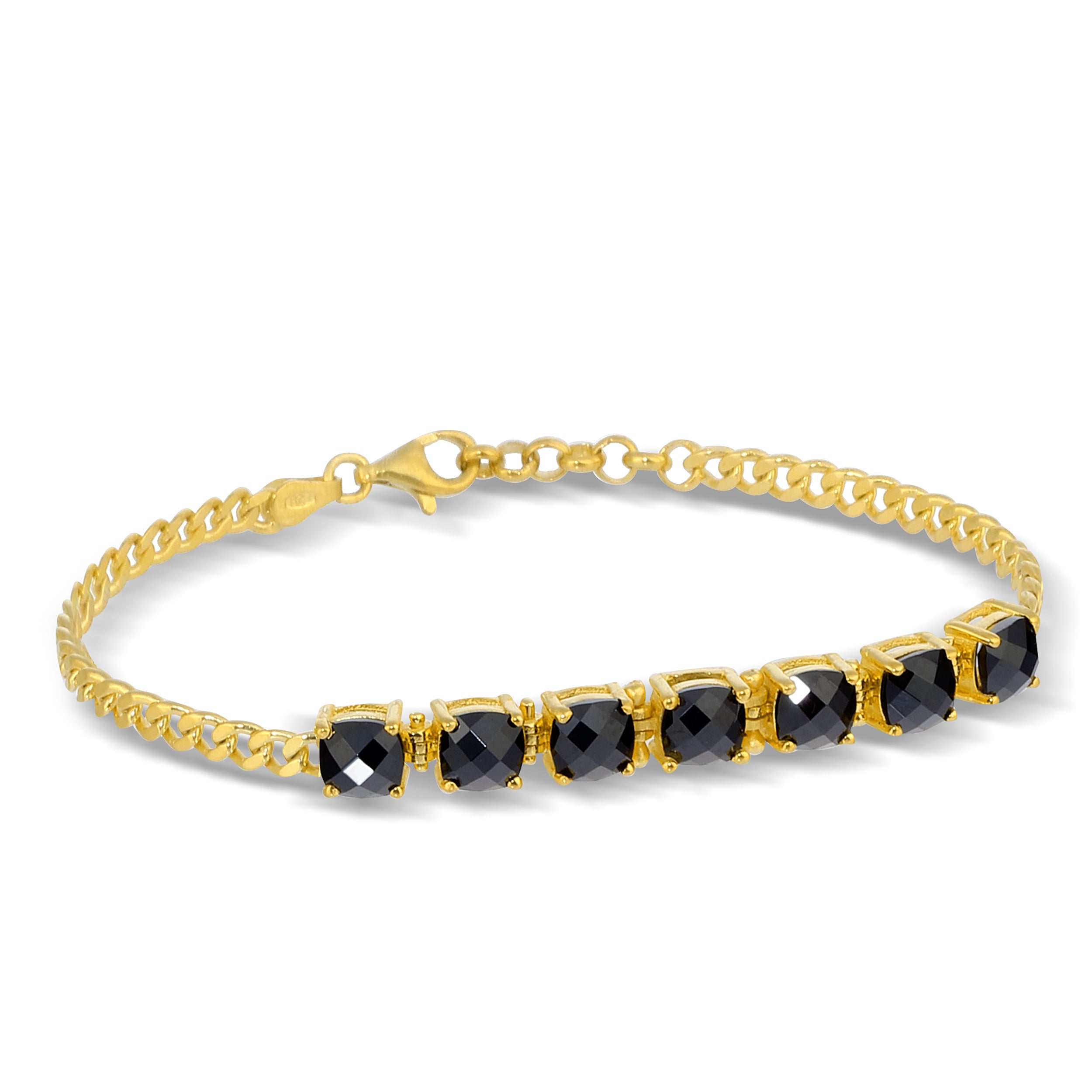 Tennis-cuban 7 Bracelet in Sterling Silver