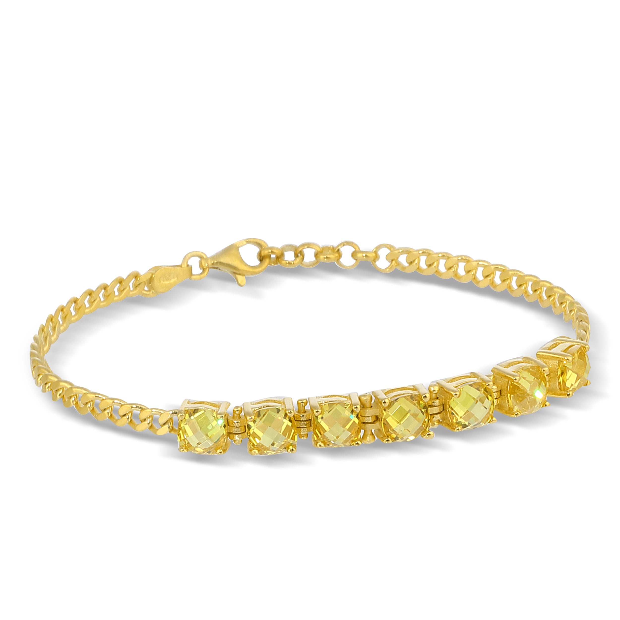 Tennis-cuban 7 Bracelet in Sterling Silver