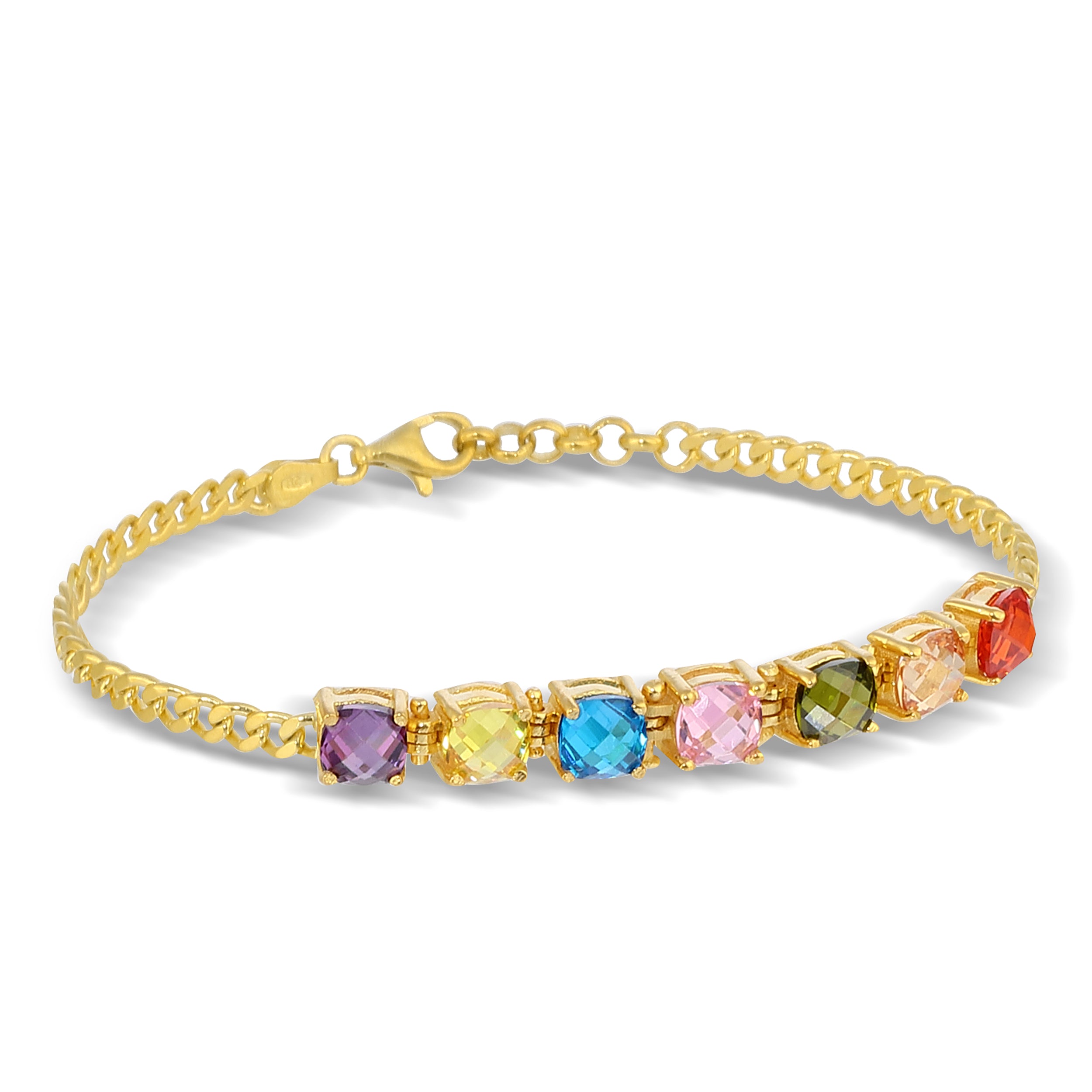 Tennis-cuban 7 Bracelet in Sterling Silver