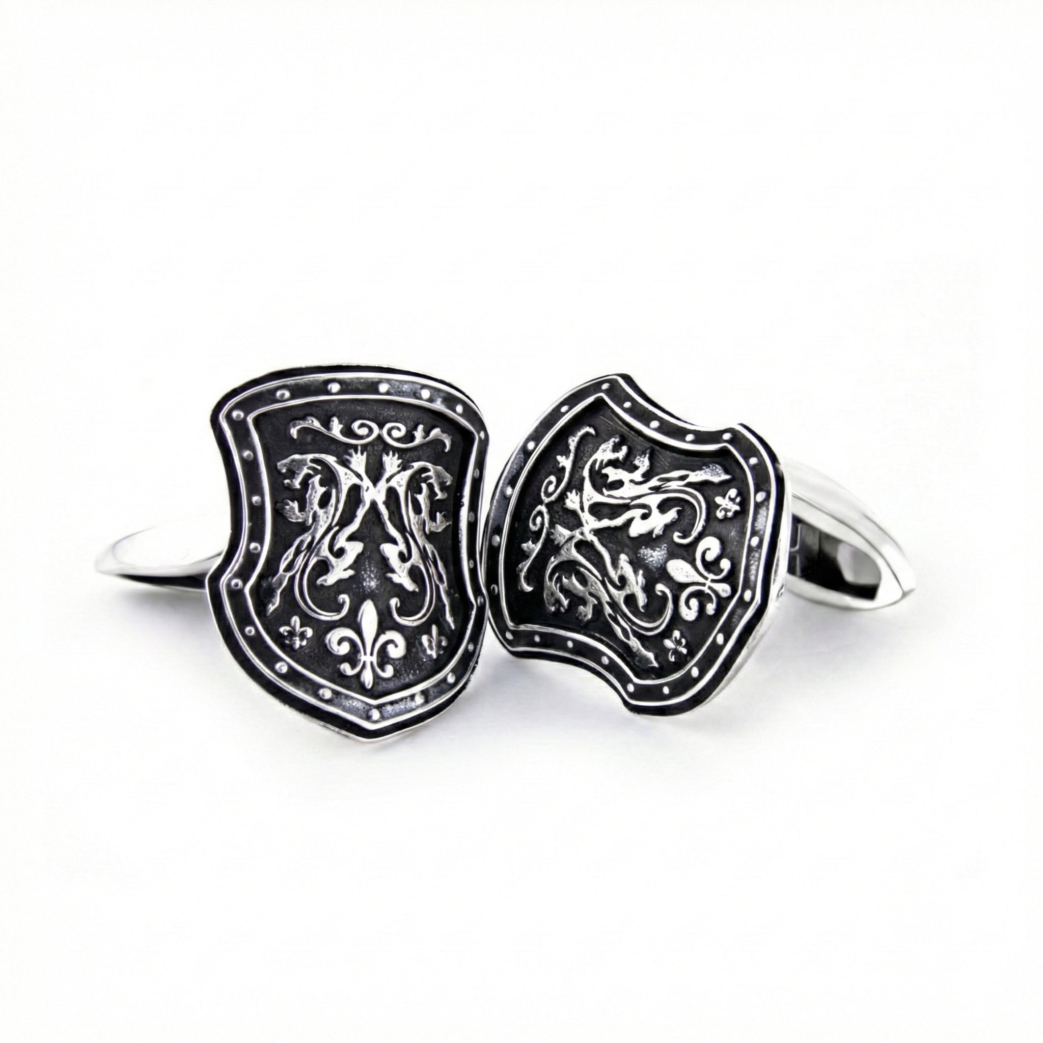 Tiger Shield Cufflinks in Sterling Silver