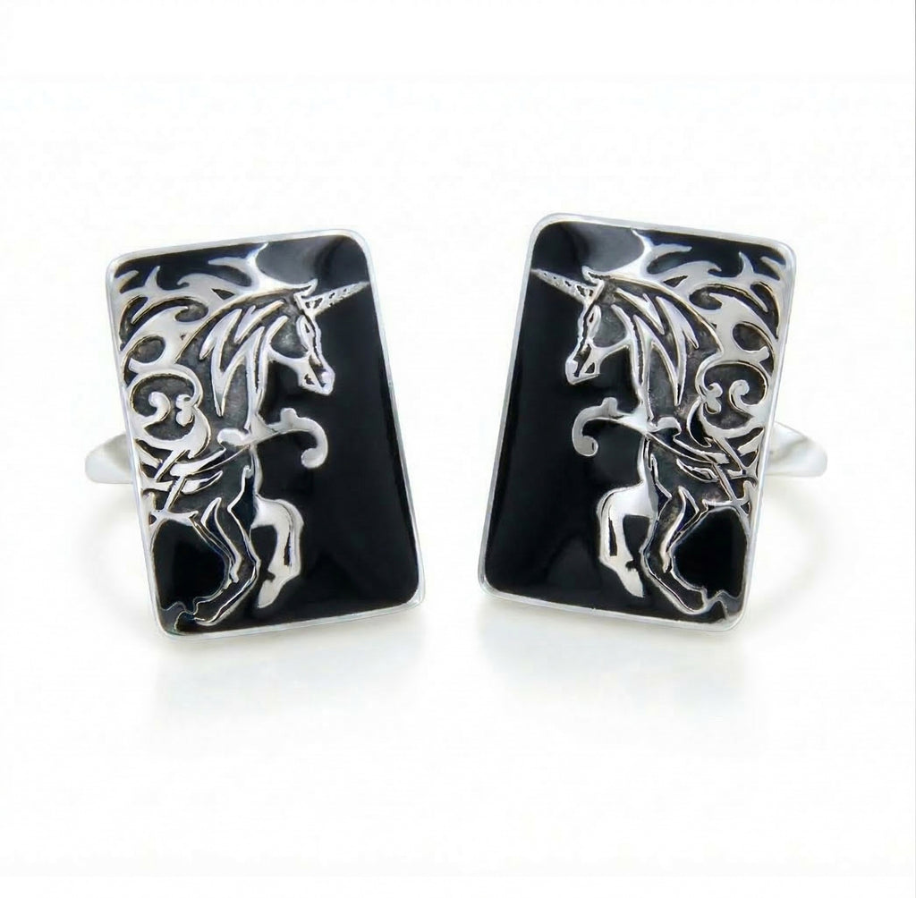 Tribal Unicorn Cufflinks in Sterling Silver