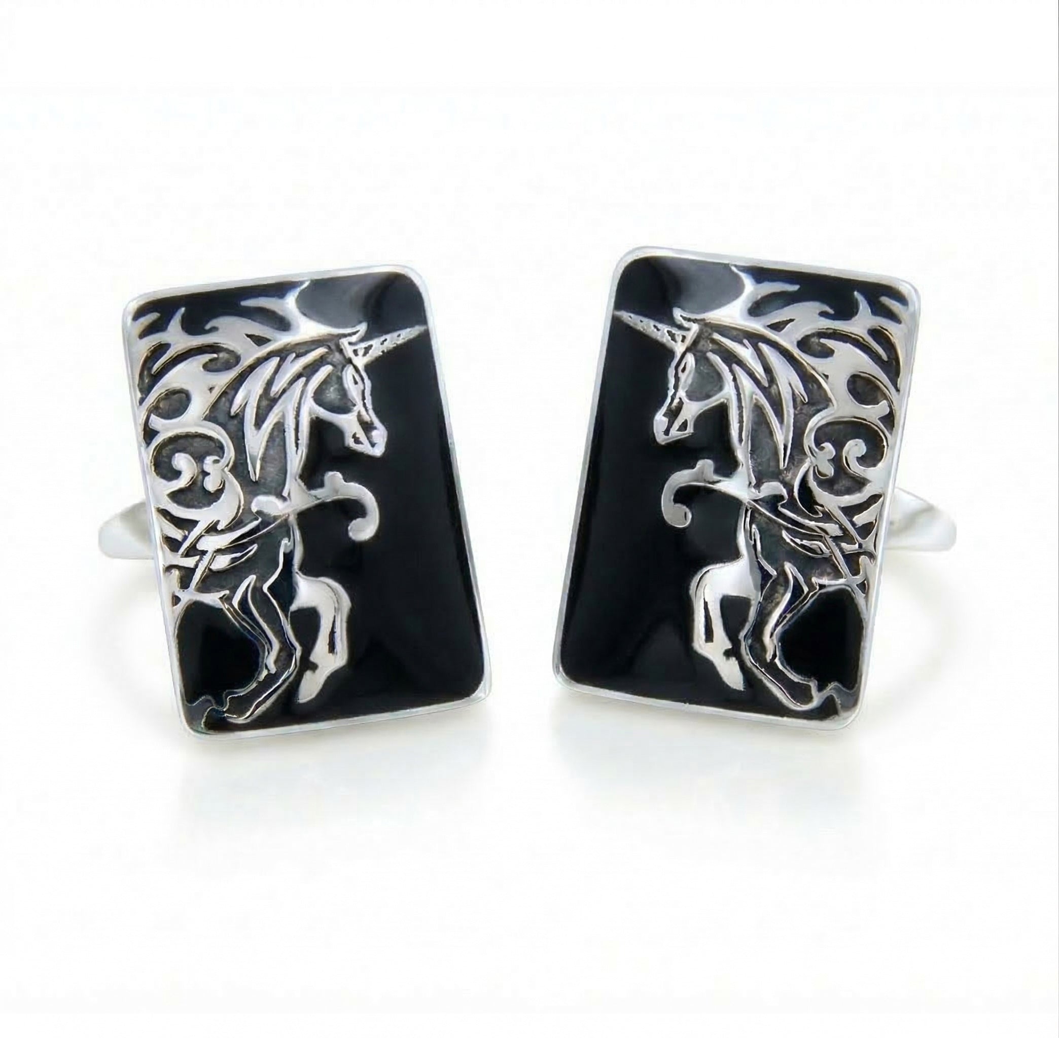 Tribal Unicorn Cufflinks in Sterling Silver
