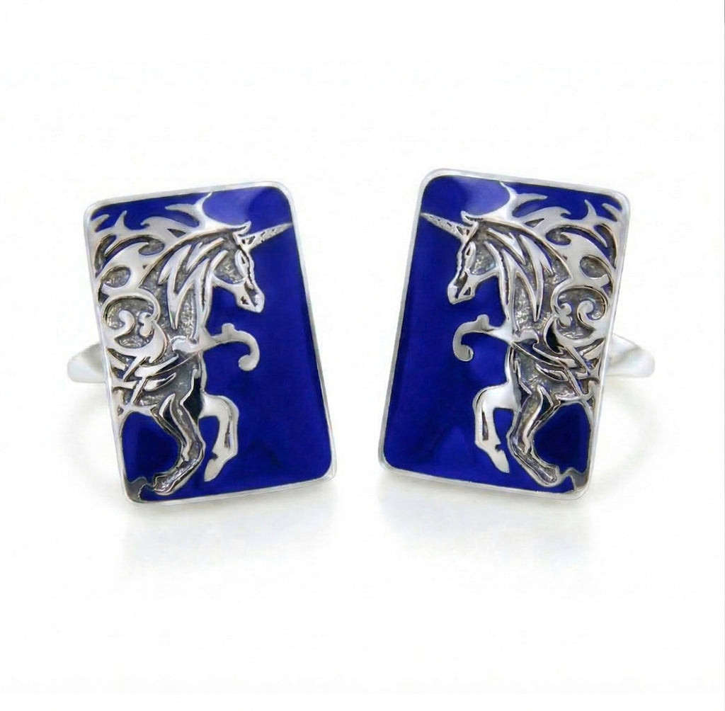 Tribal Unicorn Cufflinks in Sterling Silver