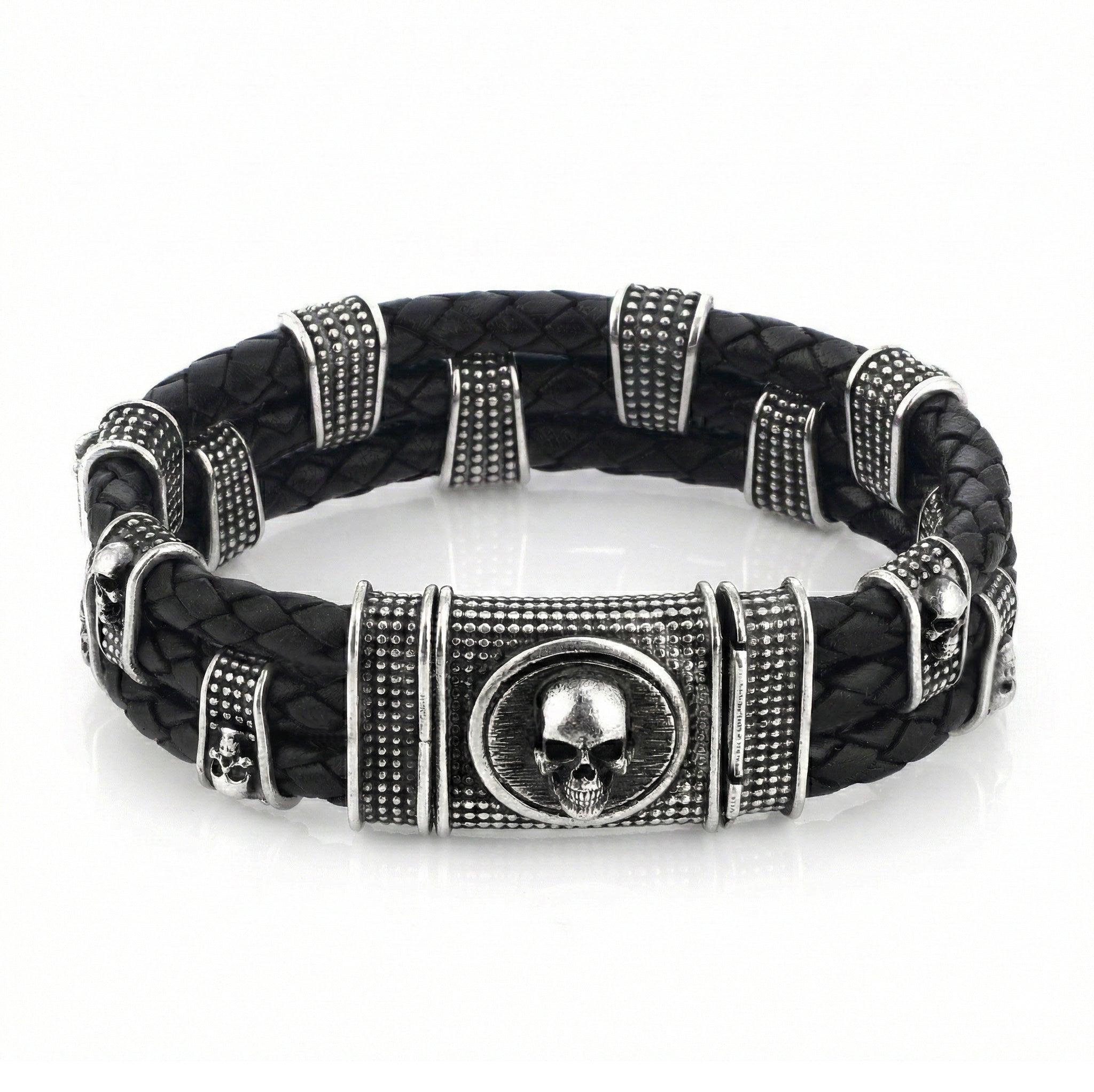 Triple Bubble-lock 3D Skull Bracelet in Sterling Silver