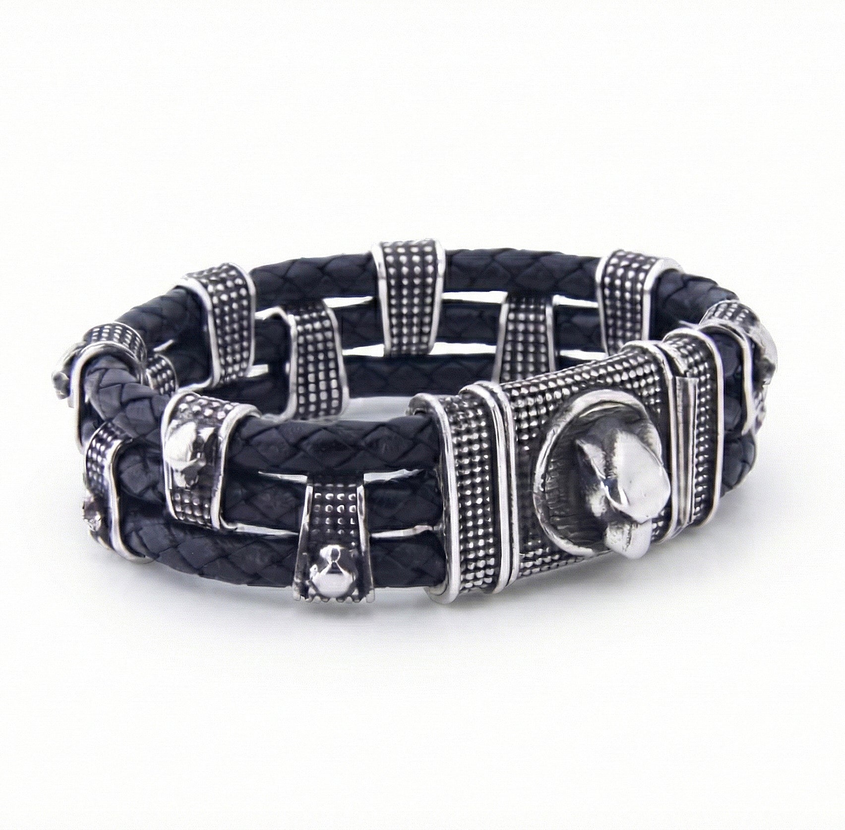 Triple Bubble-lock Panther Bracelet in Sterling Silver