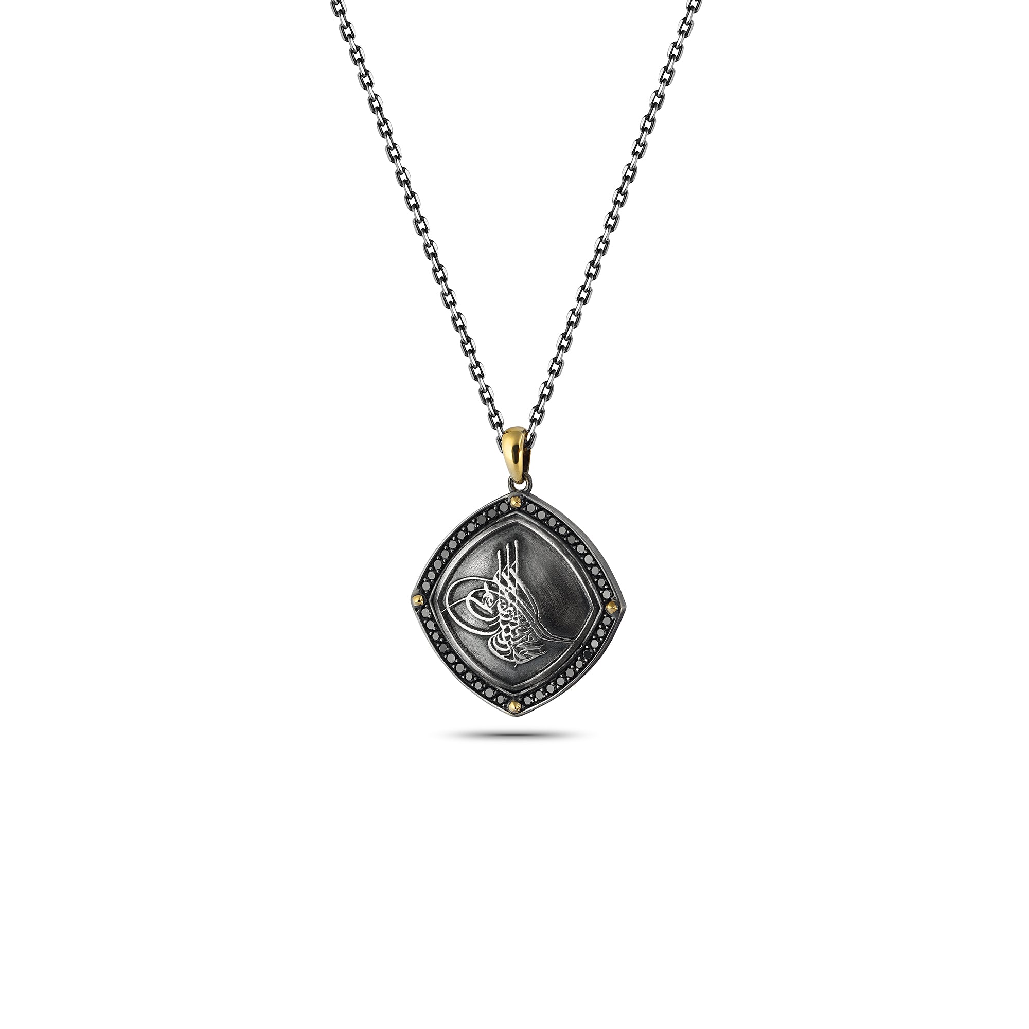 Tuğra Curved Square 14K Sterling Silver in Sterling Silver & 14K Gold