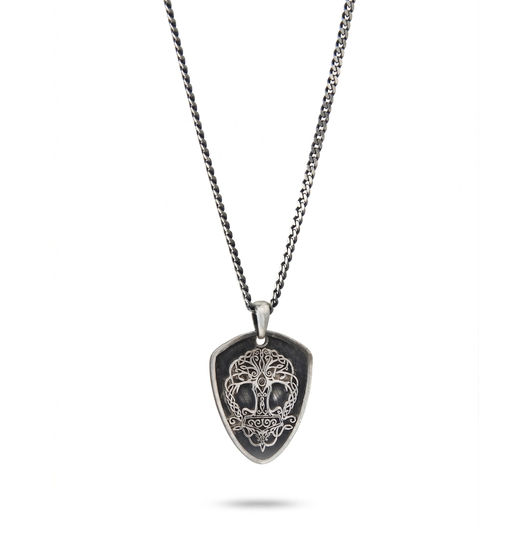 Viking Protection Skull Sh Necklace in Sterling Silver