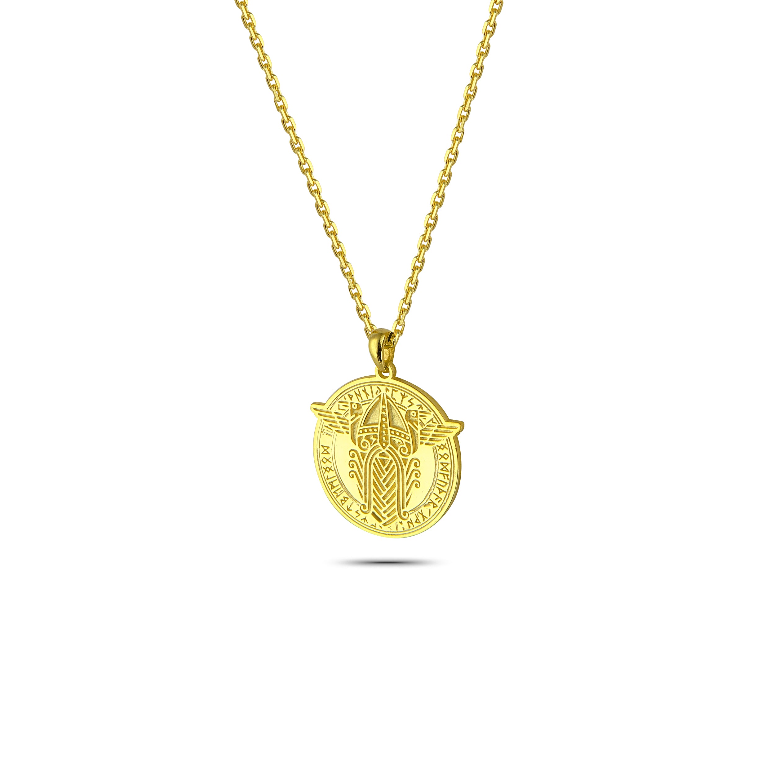 Viking Warrior Talisman Gold-Plated Necklace in Sterling Silver