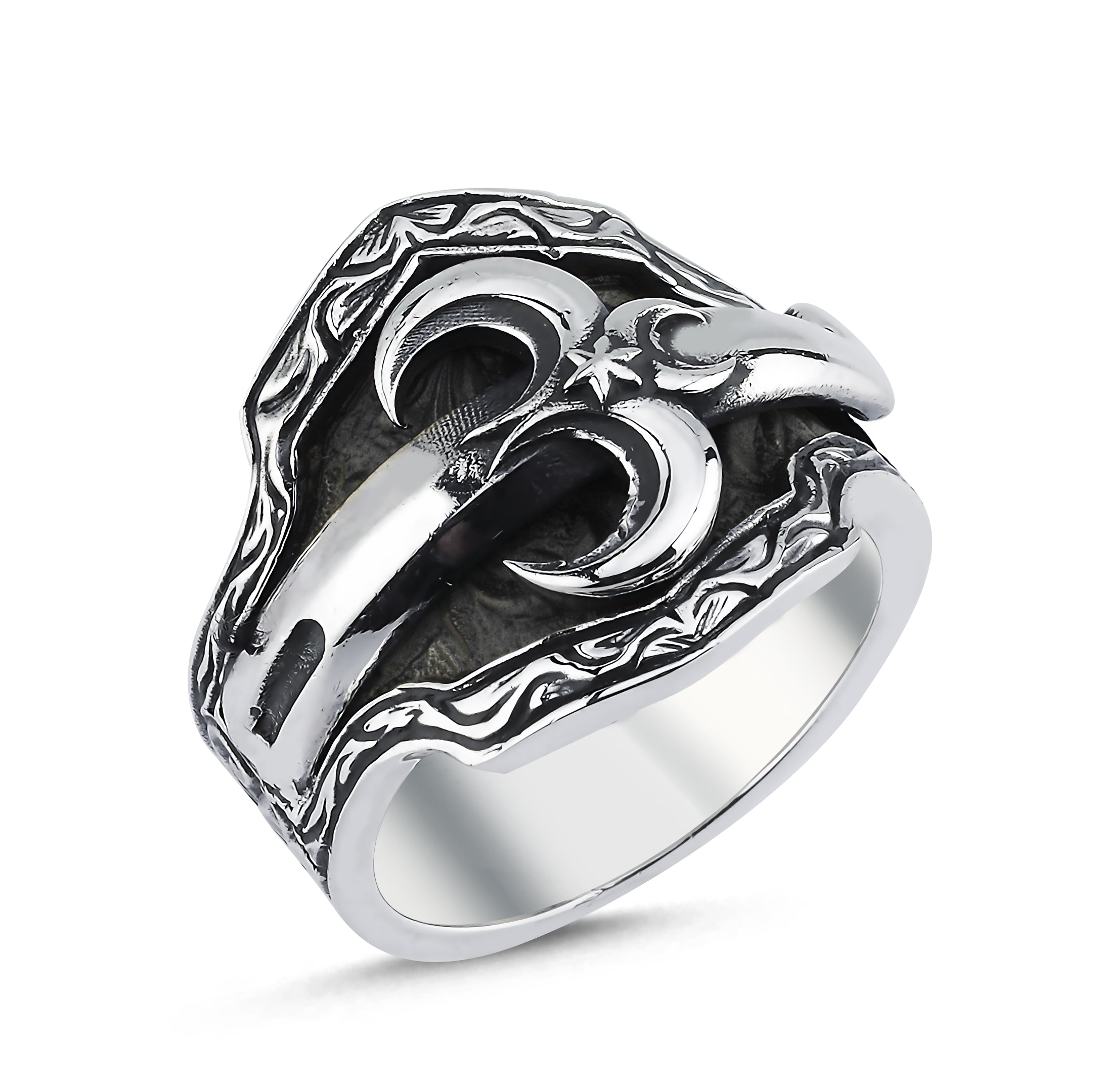 Vv Engraved Sword Ring in Sterling Silver