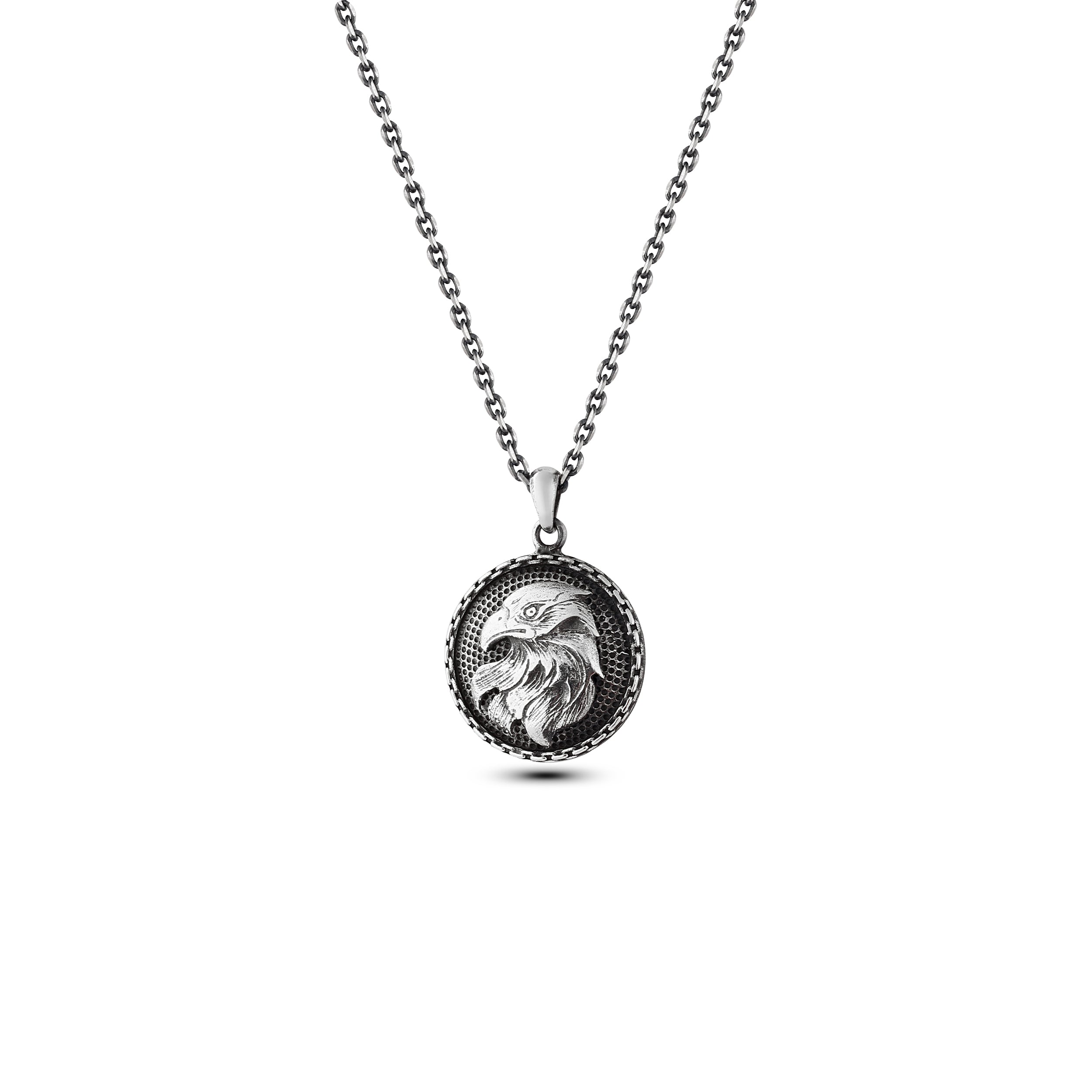 Warrior Chain Shield Eagle Necklace in Sterling Silver