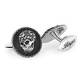 Warrior Chain Shield Skull Cufflinks in Sterling Silver