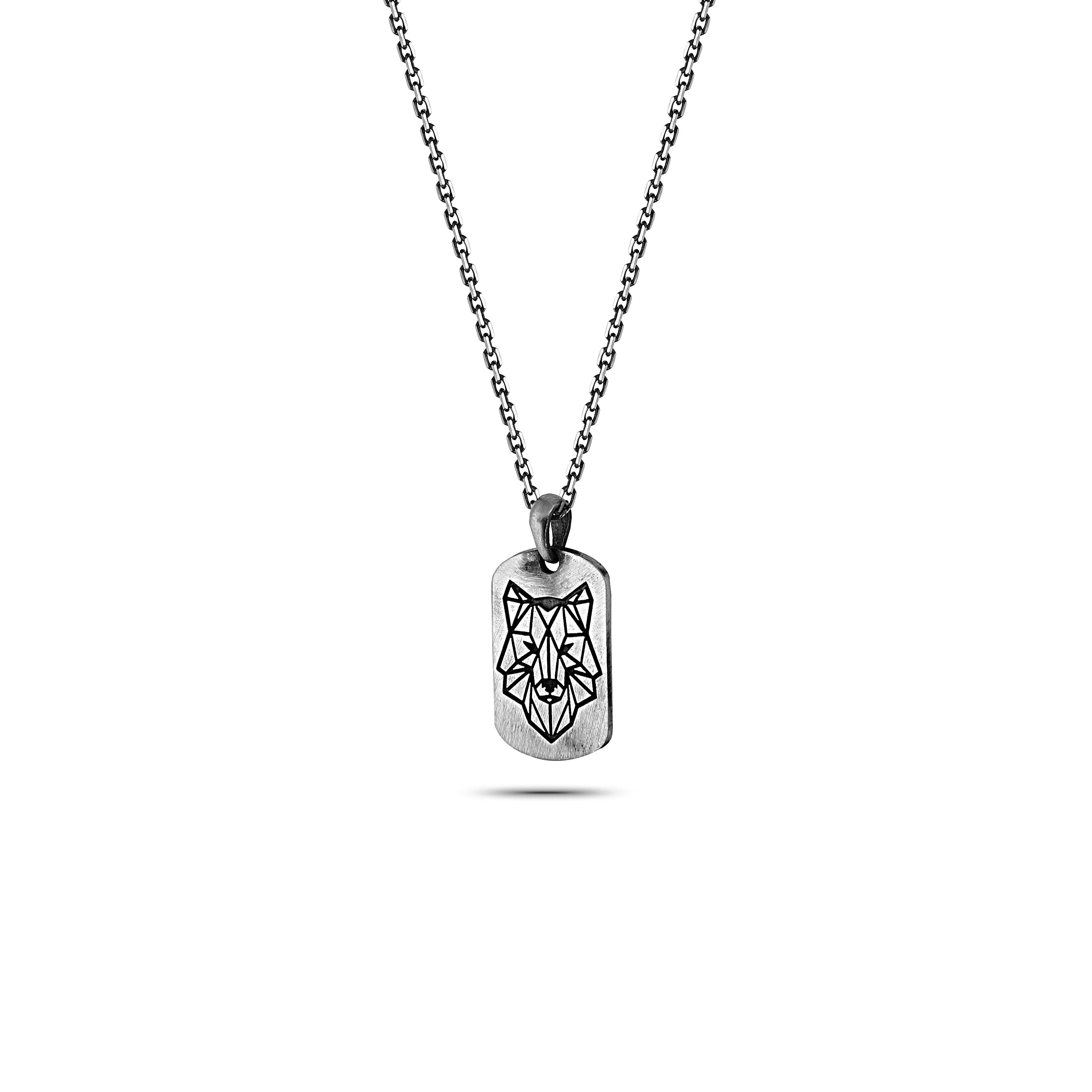 Wolf Head Necklace in Sterling Silver