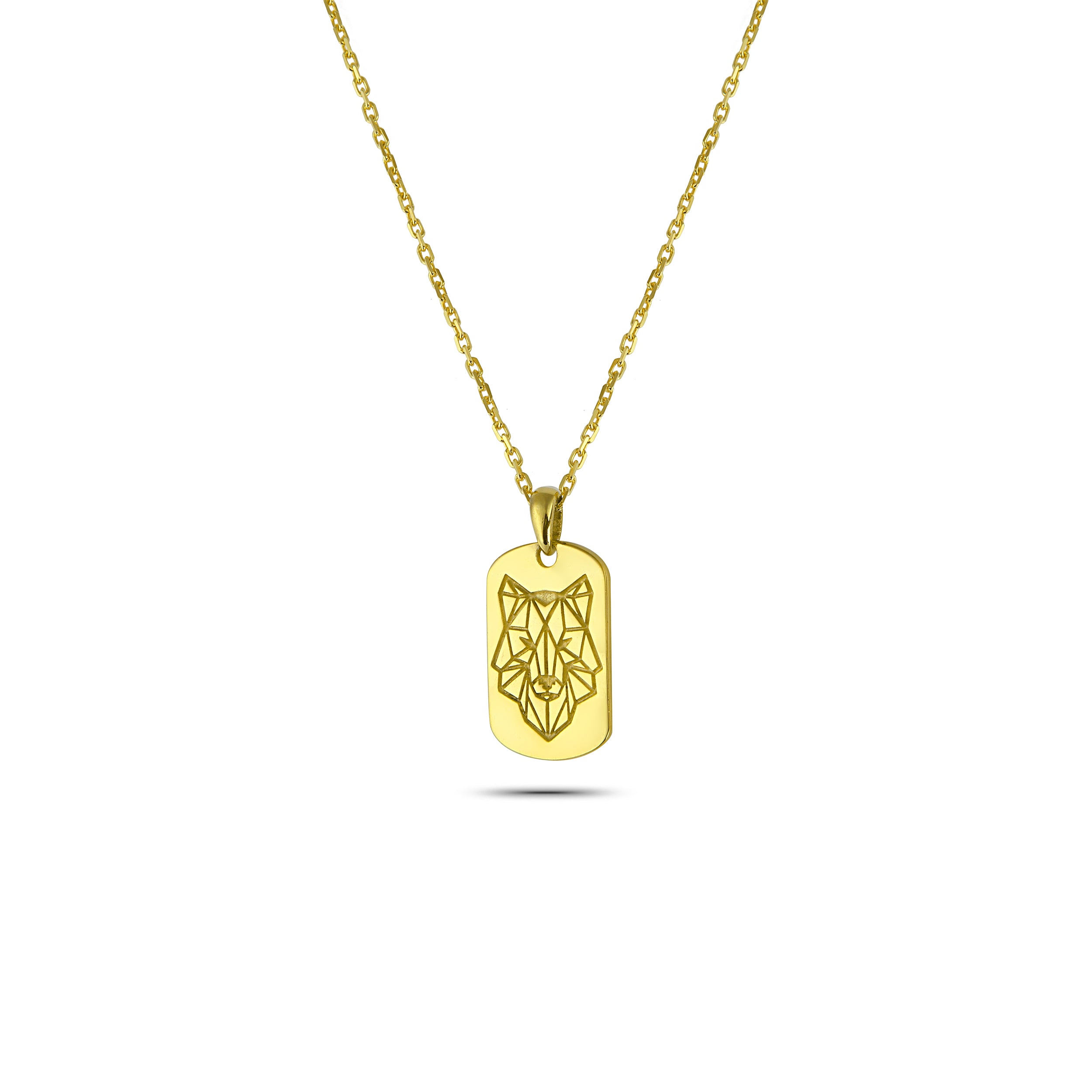 Wolf Head Gold-Plated Necklace in Sterling Silver
