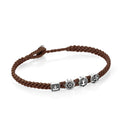 Yoga Symbols Flat Braided Bracelet in Sterling Silver