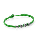 Yoga Symbols Flat Braided Bracelet in Sterling Silver
