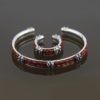 CUFF DOUBLE 3MM LEATHER & RING RED